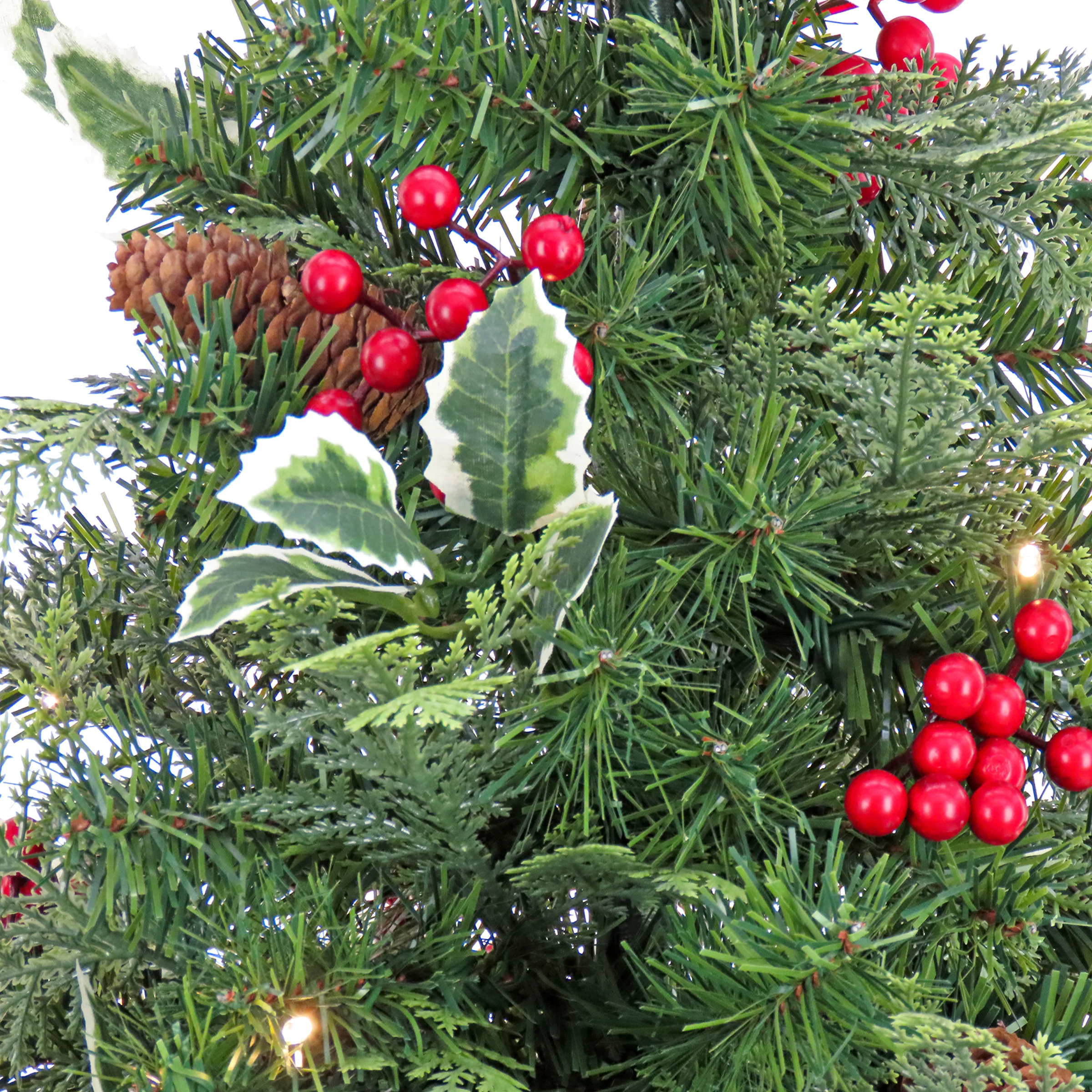 24 in. Pre-Lit Holly Berry Tree Warm White LED Lights - Image 3