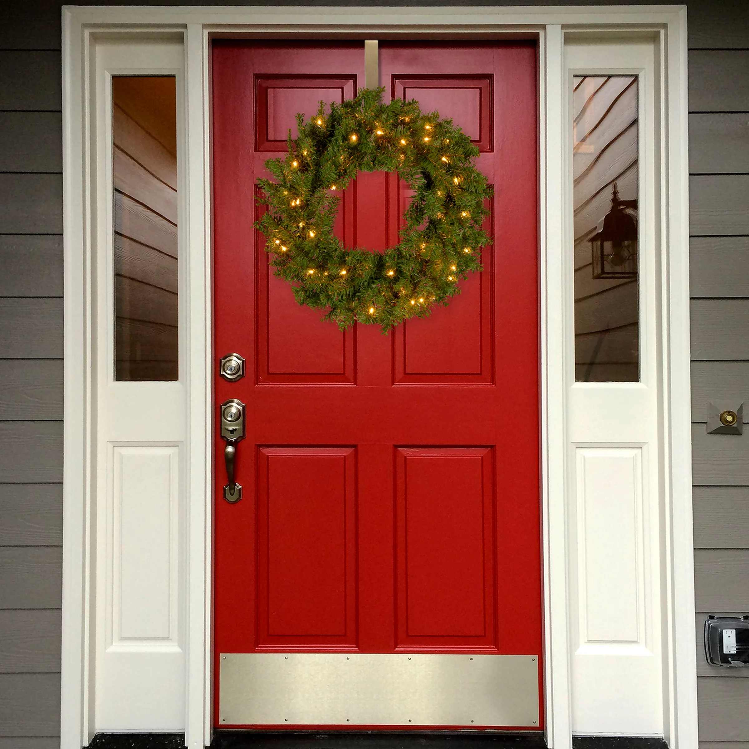24 in. Pre-Lit Kincaid Spruce Wreath with Clear Lights - Image 2