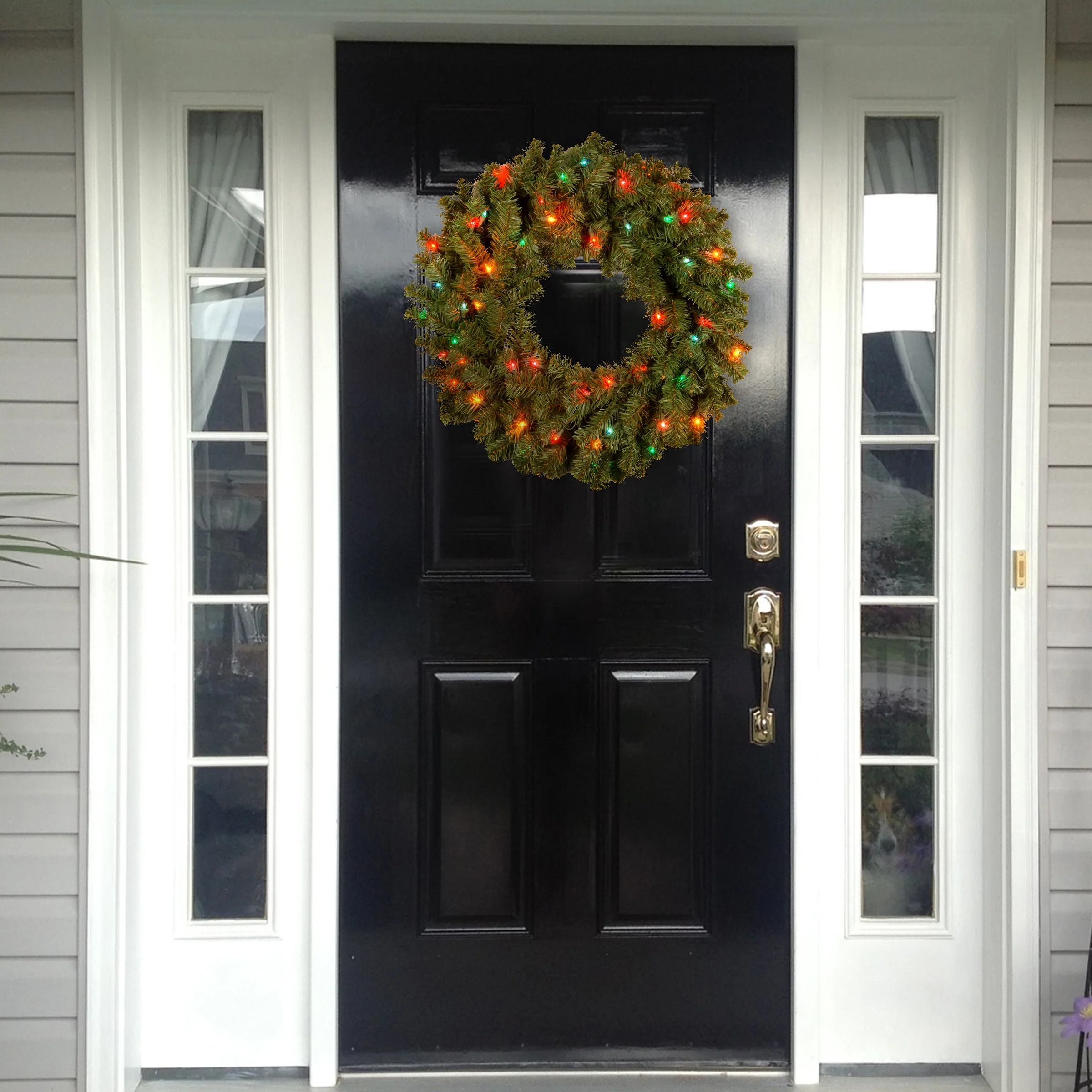 24 in. Pre-Lit Kincaid Spruce Wreath with Multicolor Lights - Image 2