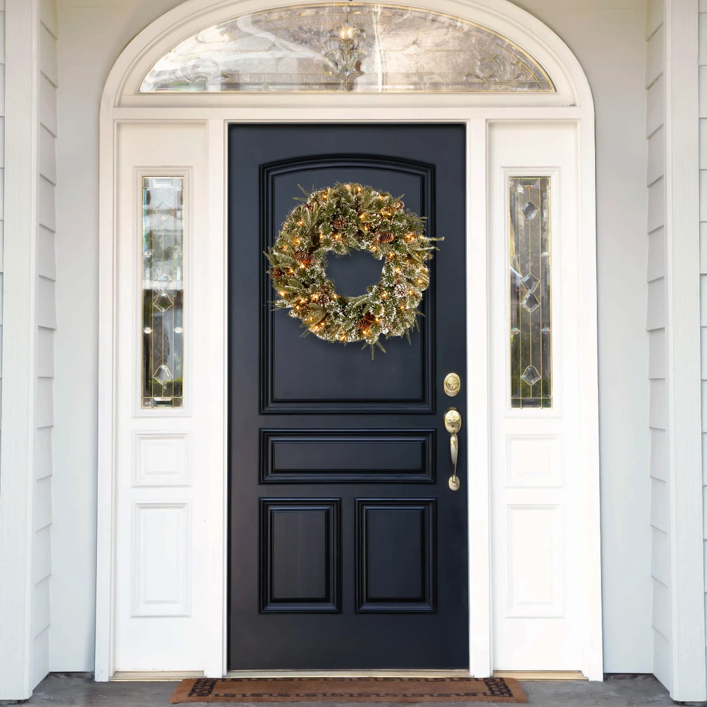 24 in. Pre-Lit Liberty Pine Wreath with Clear Lights, Plug-In - Image 2