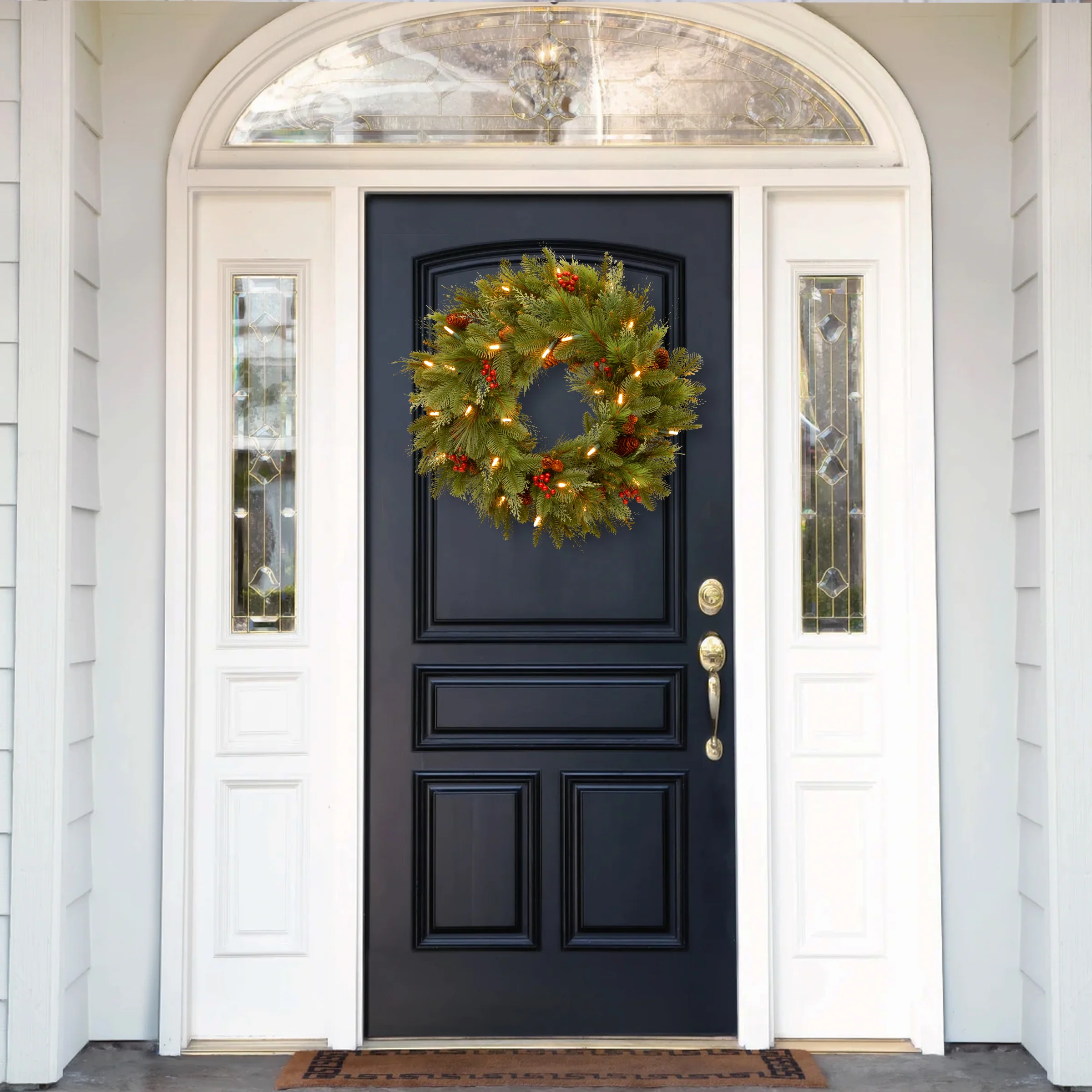 24 in. Pre-Lit Noelle Wreath with Warm White LED Lights - Image 2