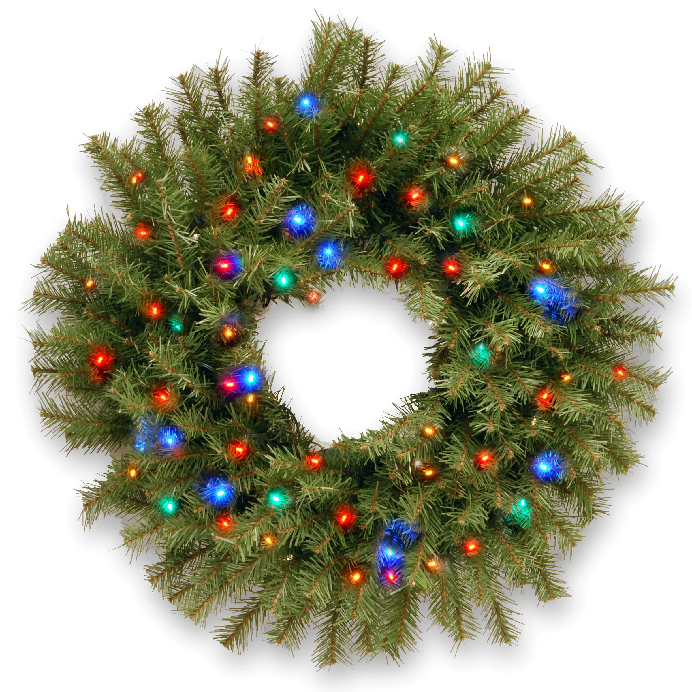 24 in. Pre-Lit Norwood Fir Wreath with Battery Operated Multicolor LED Lights - Image 5