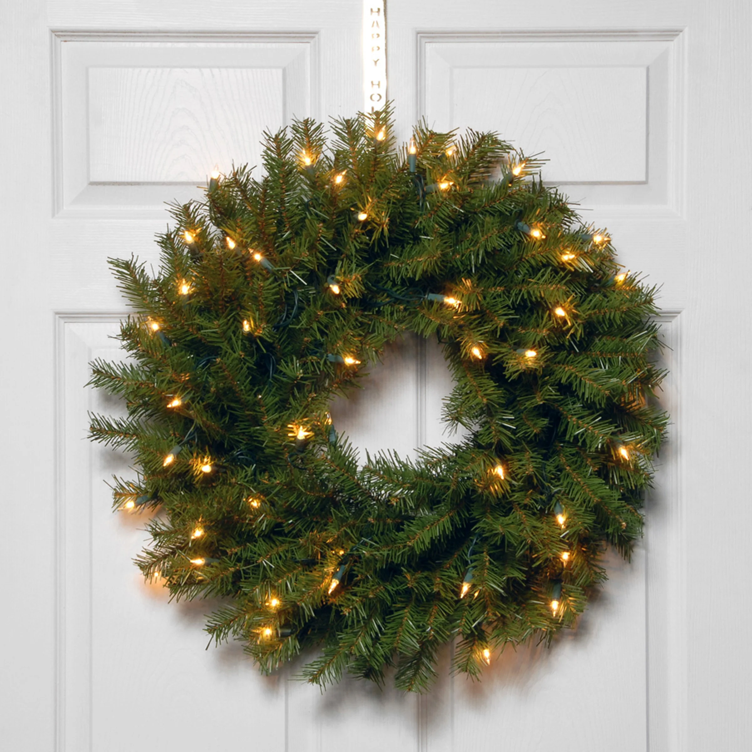 24 in. Pre-Lit Norwood Fir Wreath with Battery Operated Warm White LED Lights - Image 4