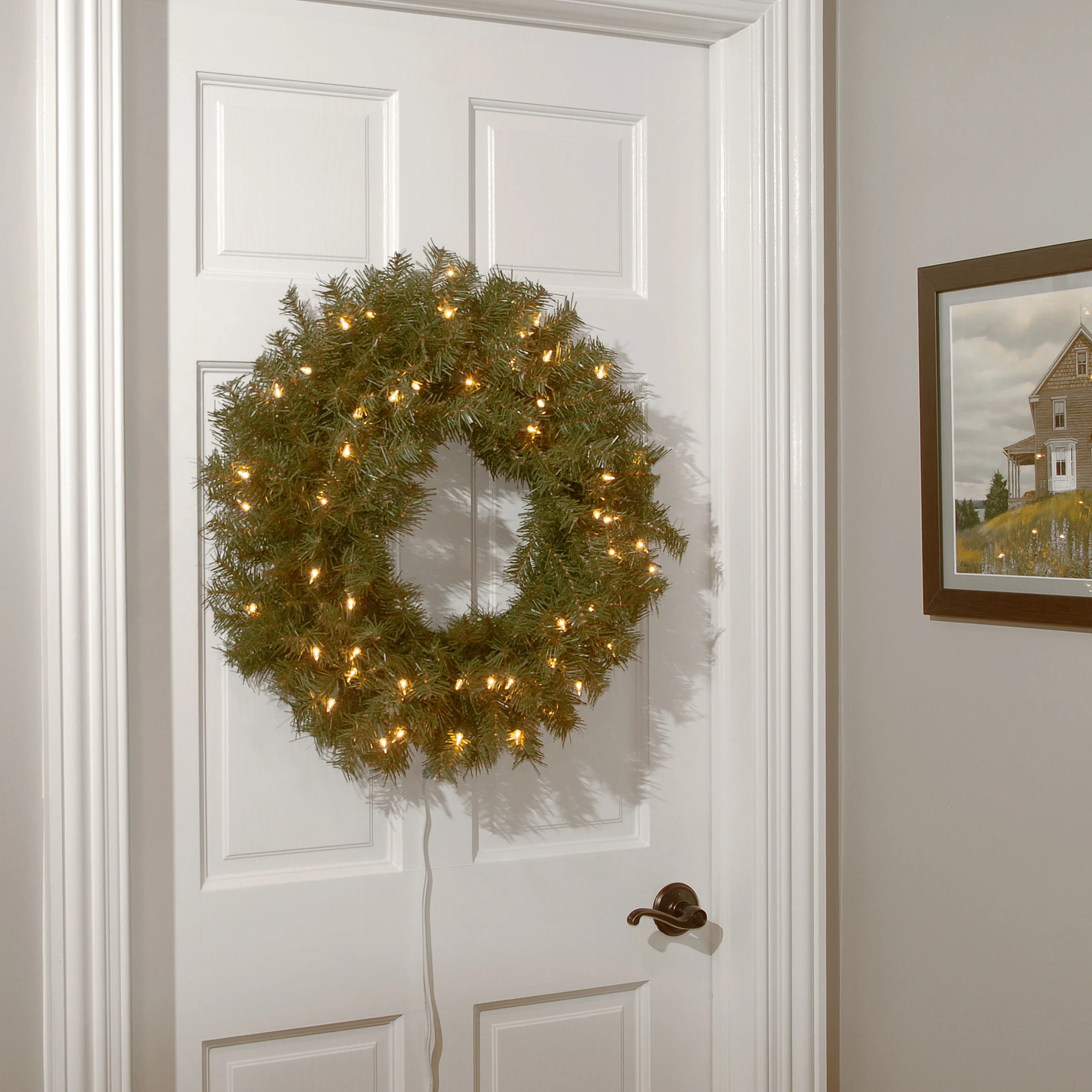 24 in. Pre-Lit Norwood Fir Wreath with Warm White LED Lights - Image 2