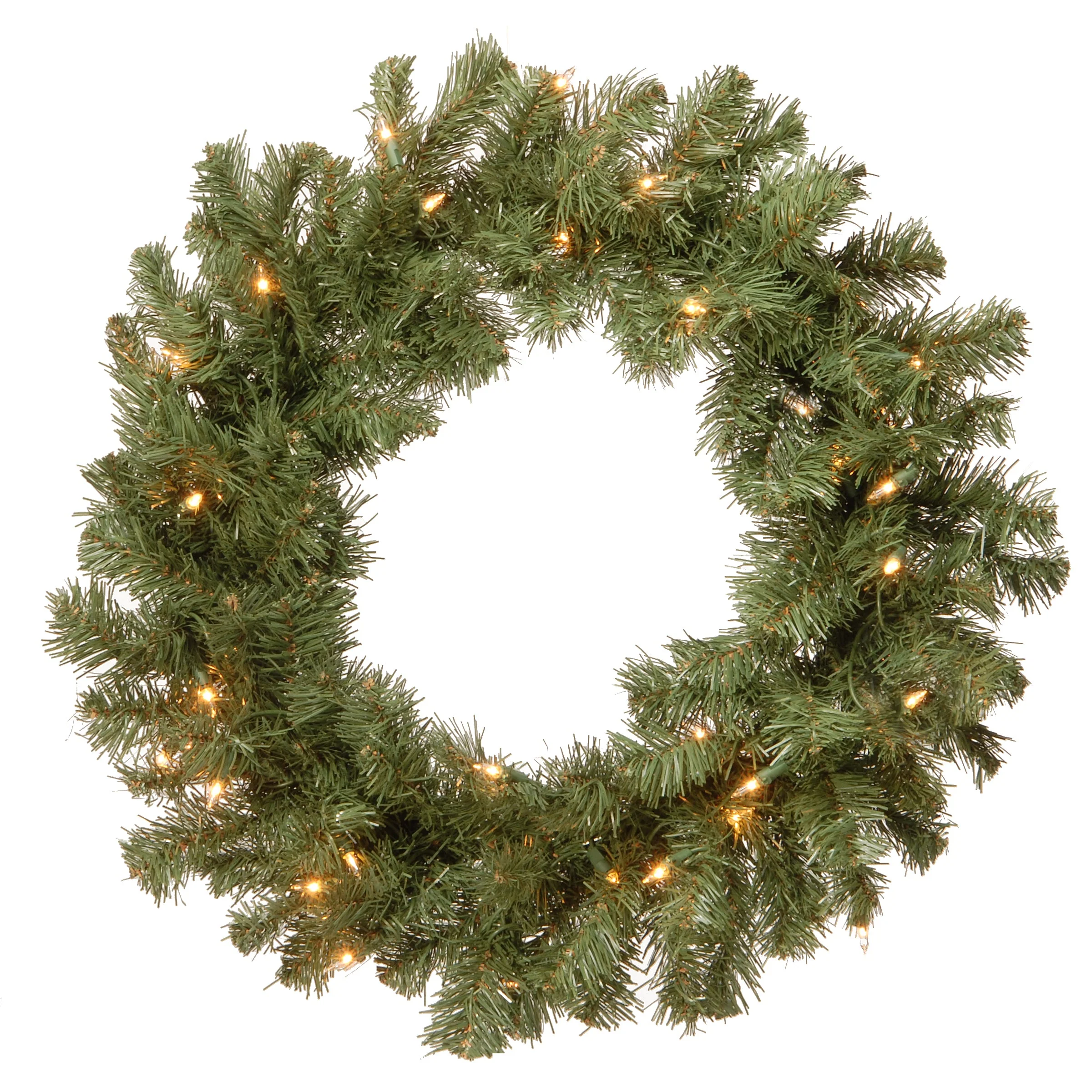 24 in. Pre-Lit Promotional Fir Wreath with Clear Lights - Image 3