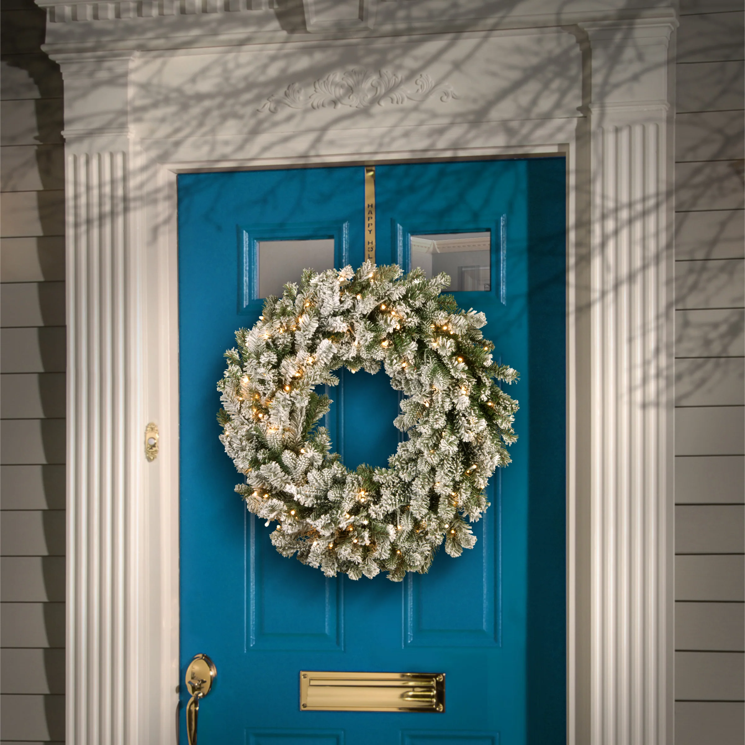 24 in. Pre-Lit Snowy Sheffield Spruce Wreath with Twinkly LED Lights, Plug-In - Image 2