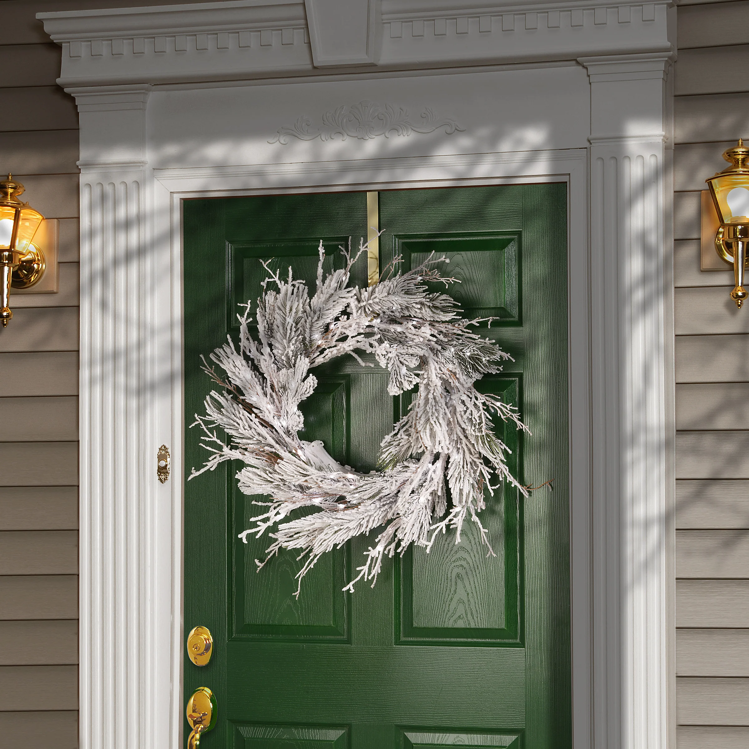 24 in. Pre-Lit Snowy Twig Wreath - Image 2