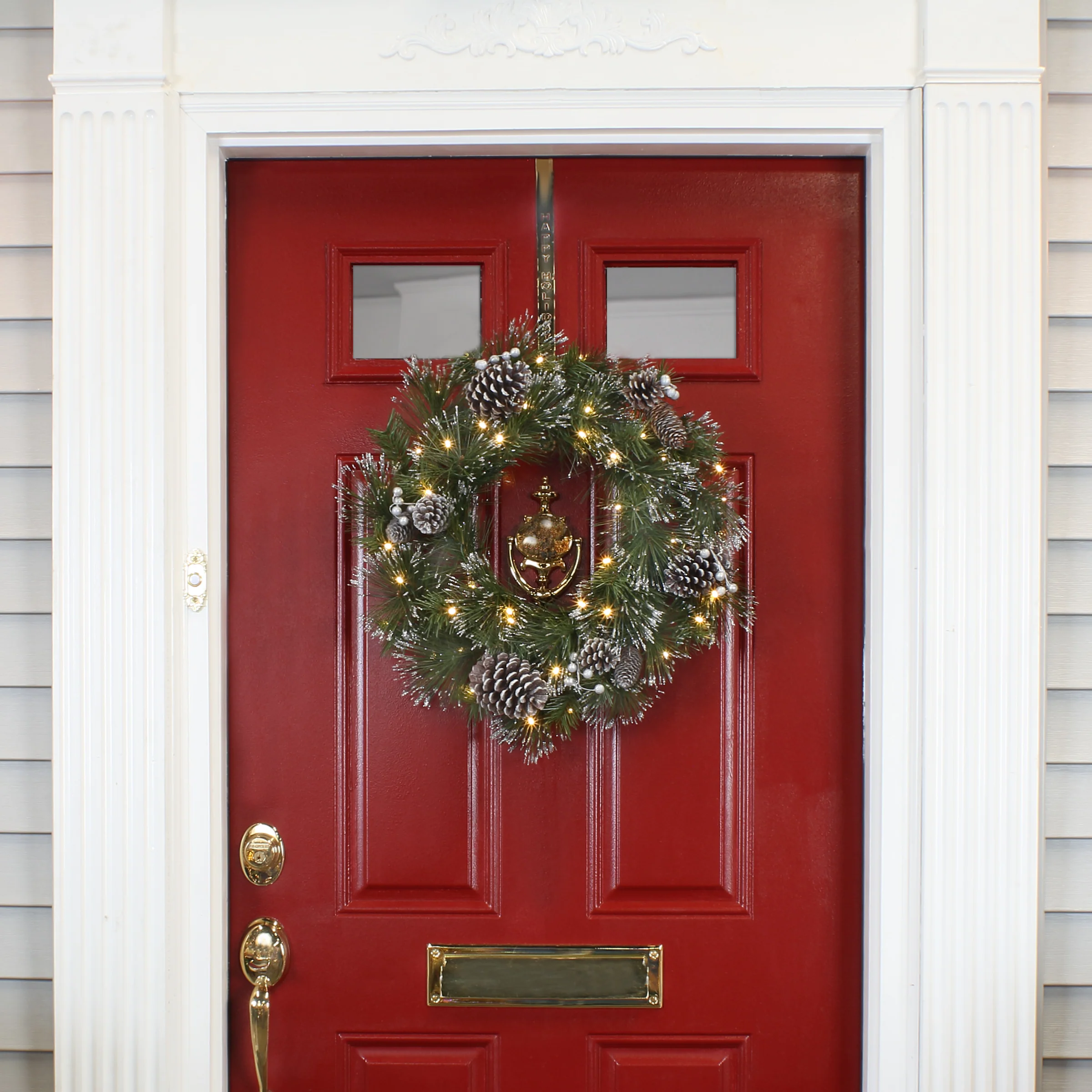 24 in. Pre-Lit Whitter Pine Wreath with LED Lights - Image 2