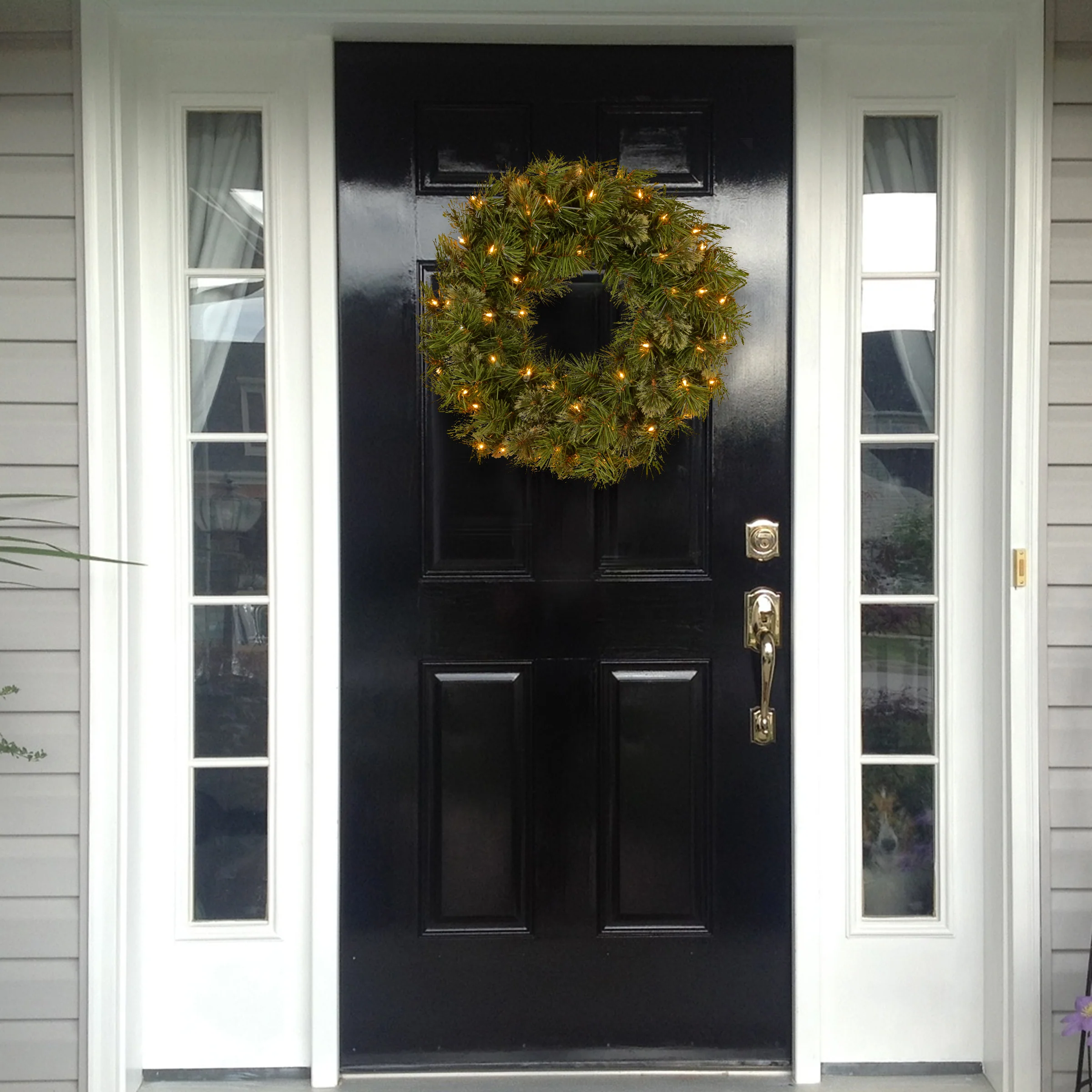 24 in. Pre-Lit Wispy Willow Wreath with Clear Lights - Image 2