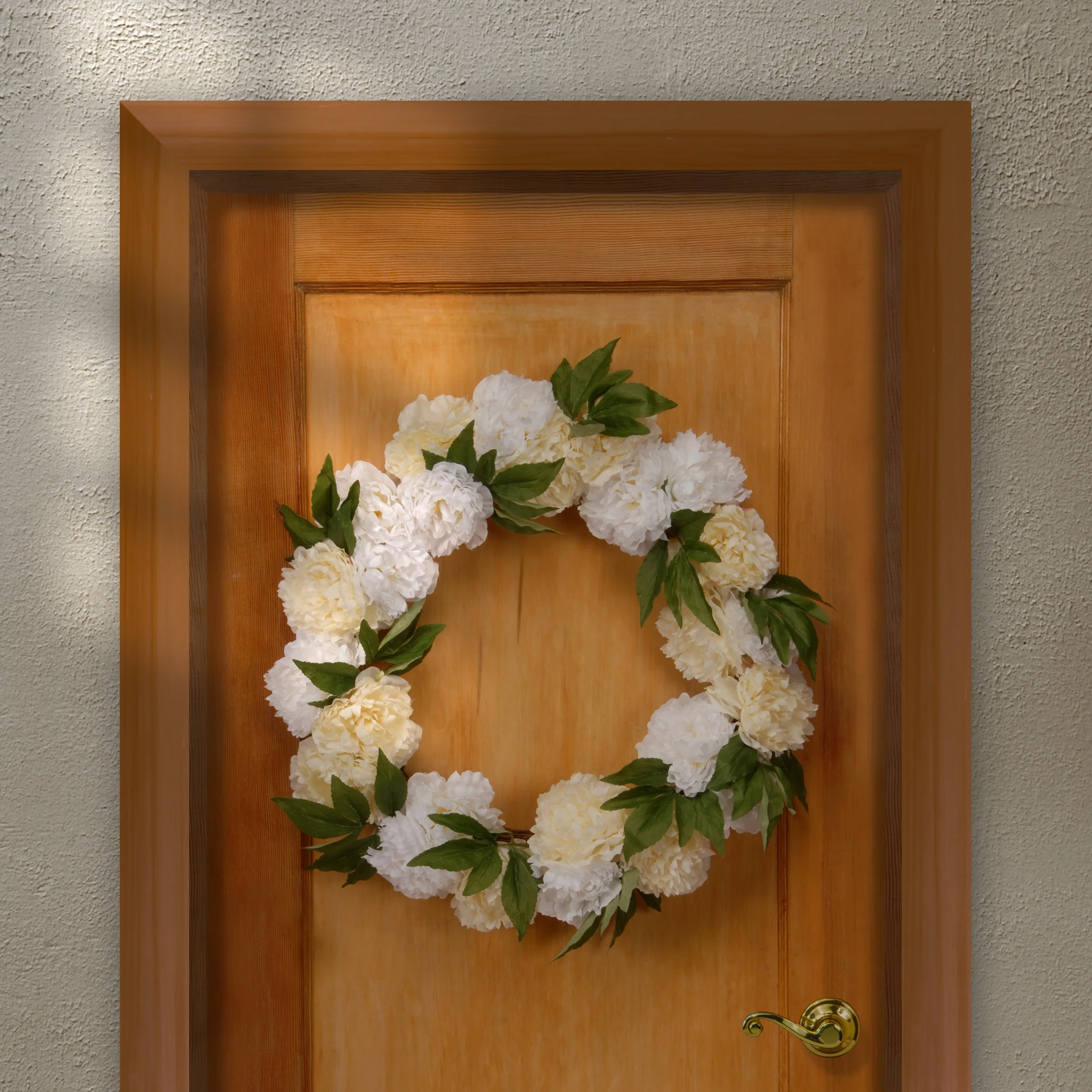 24 in. Spring White Peony Wreath - Image 2