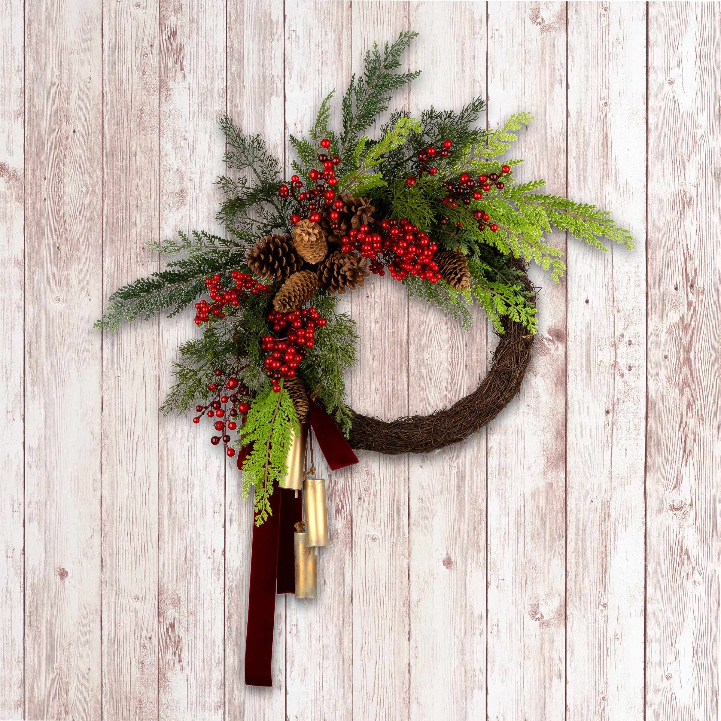 24 in. Christmas Joy Chimes Wreath - Image 2