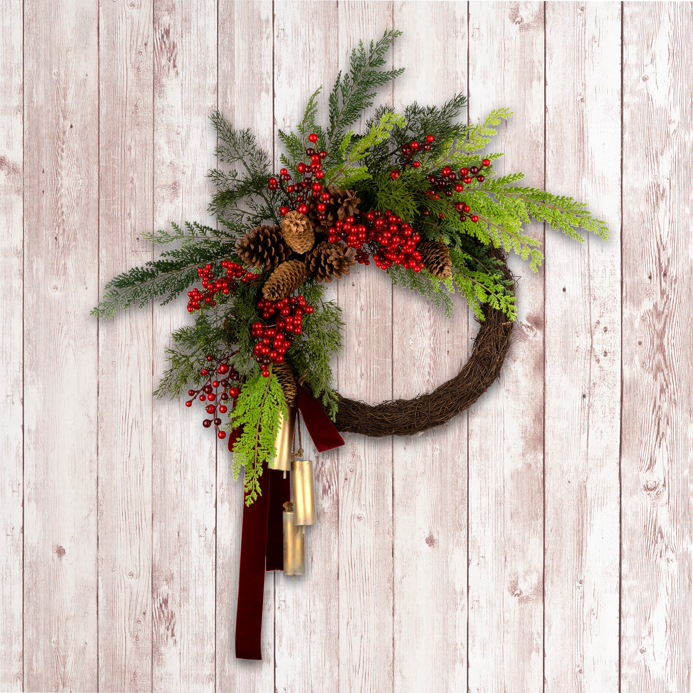 24 in. Christmas Joy Chimes Wreath - Image 6