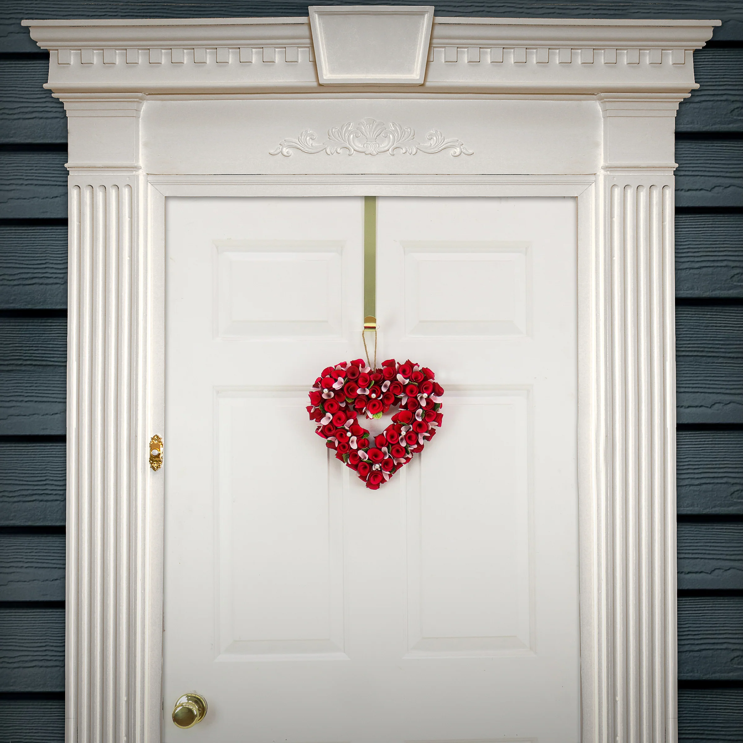 Artificial Valentine's Heart Wreath, Decorated with Red and Pink Roses, Valentine's Day Collection, 25 Inches - Image 2