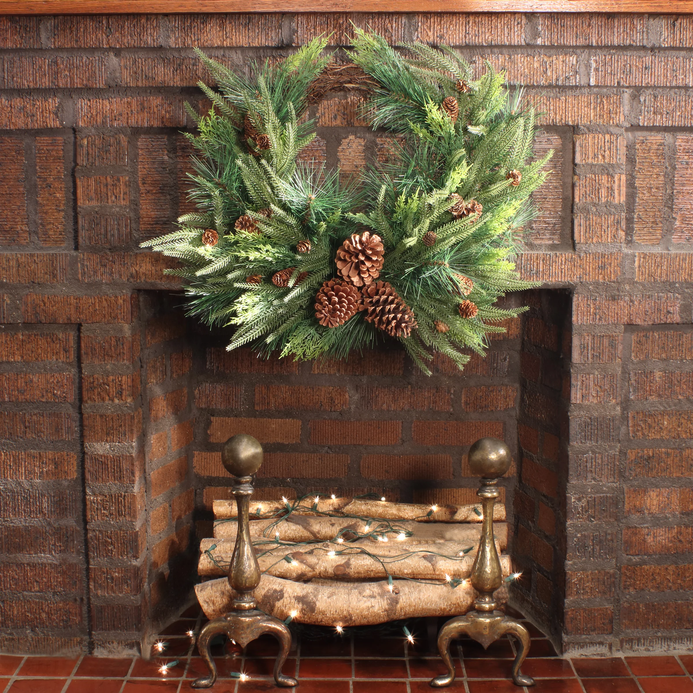 26 in. Mixed Bristle Pine Decorated Wreath - Image 2