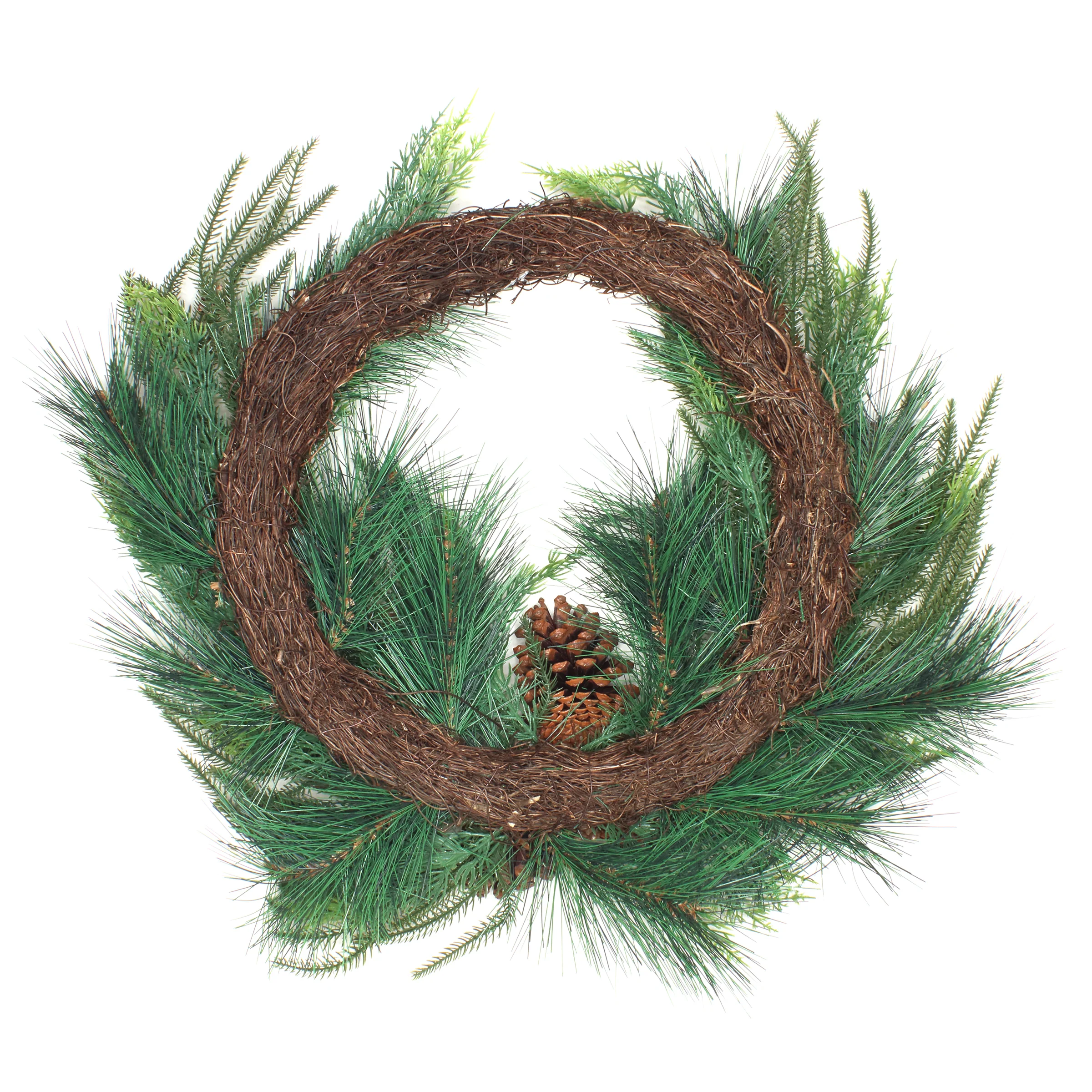 26 in. Mixed Bristle Pine Decorated Wreath - Image 4