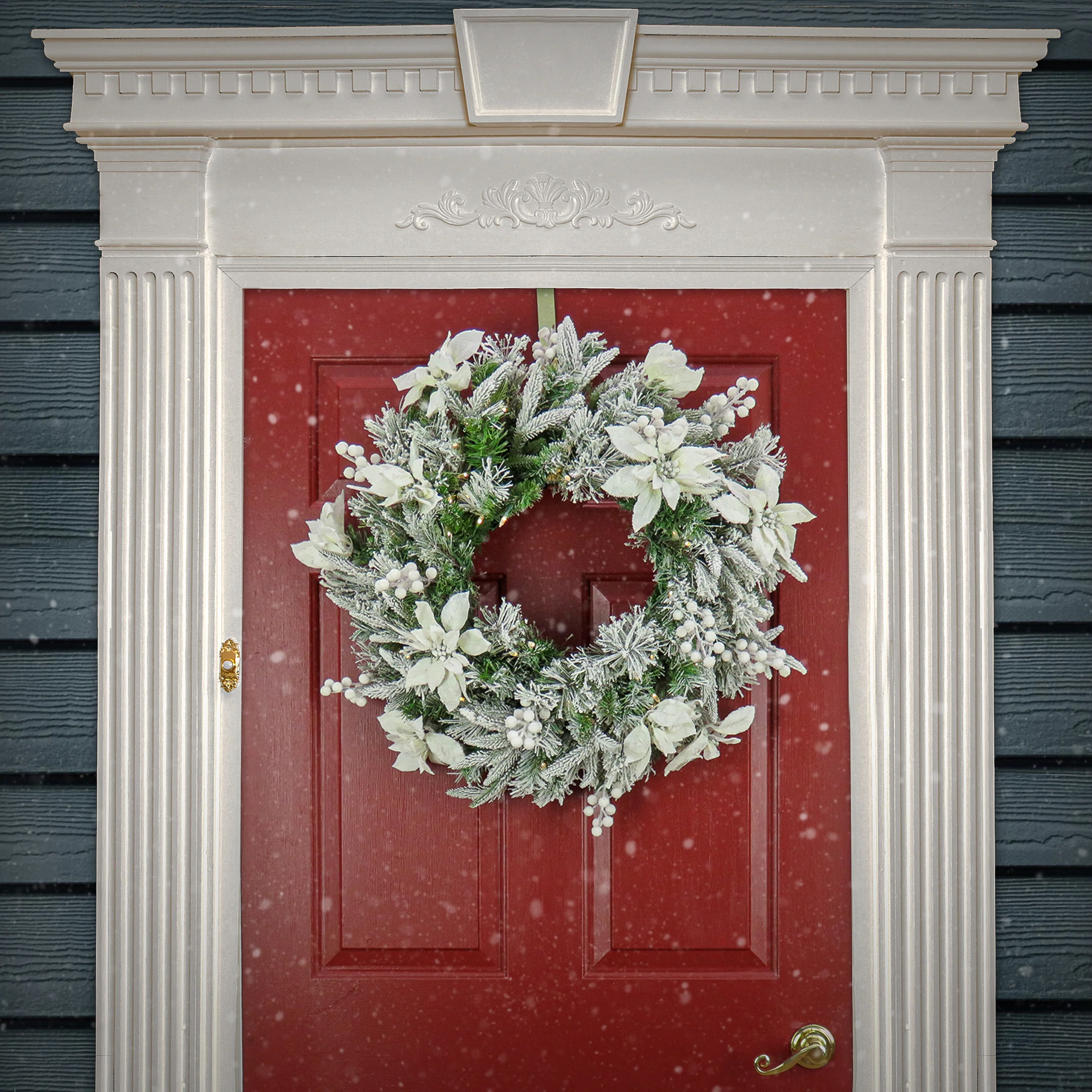 26 in. Pre-Lit Frosted Colonial Wreath with LED Lights - Image 2