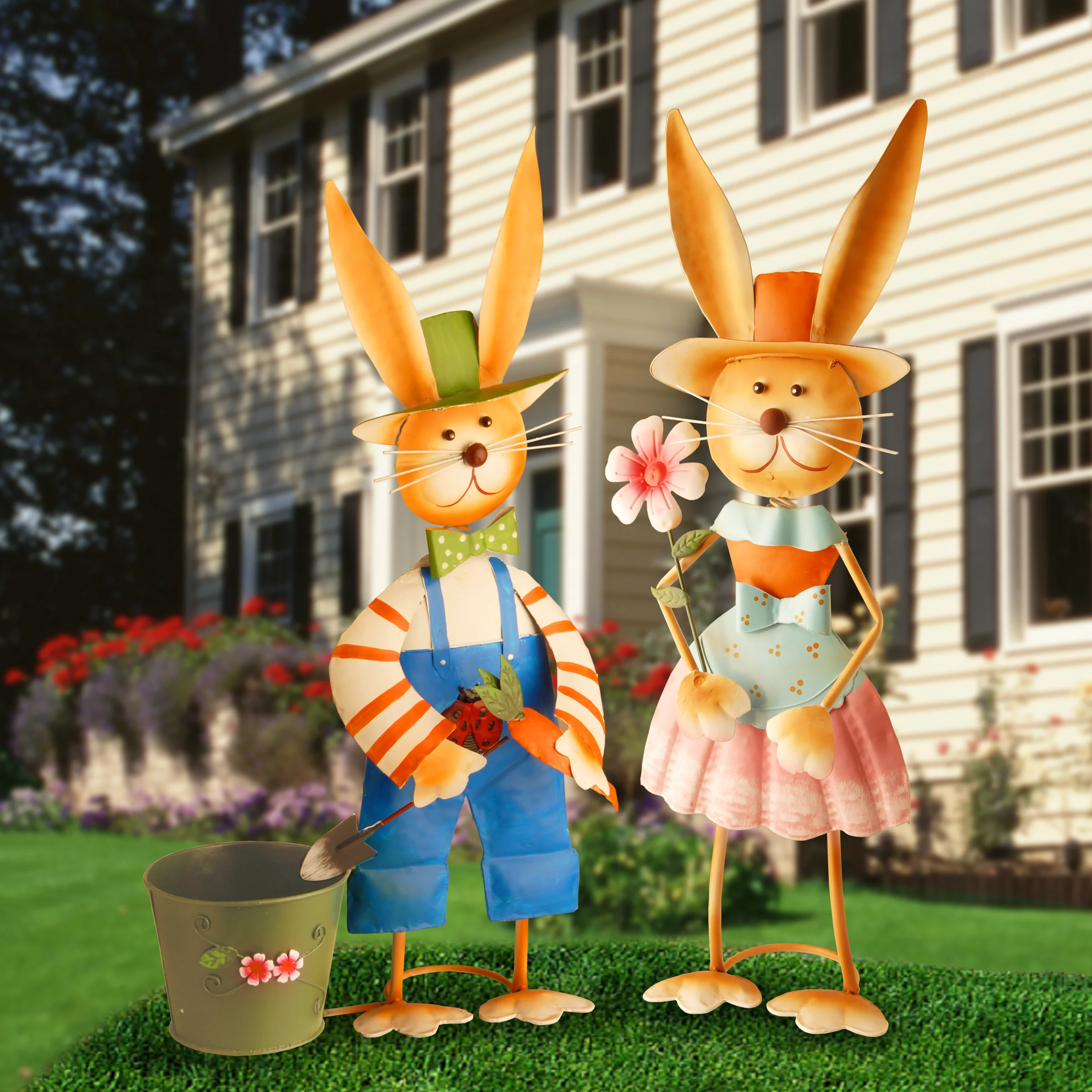 27" Metal Female Rabbit Decoration - Image 2