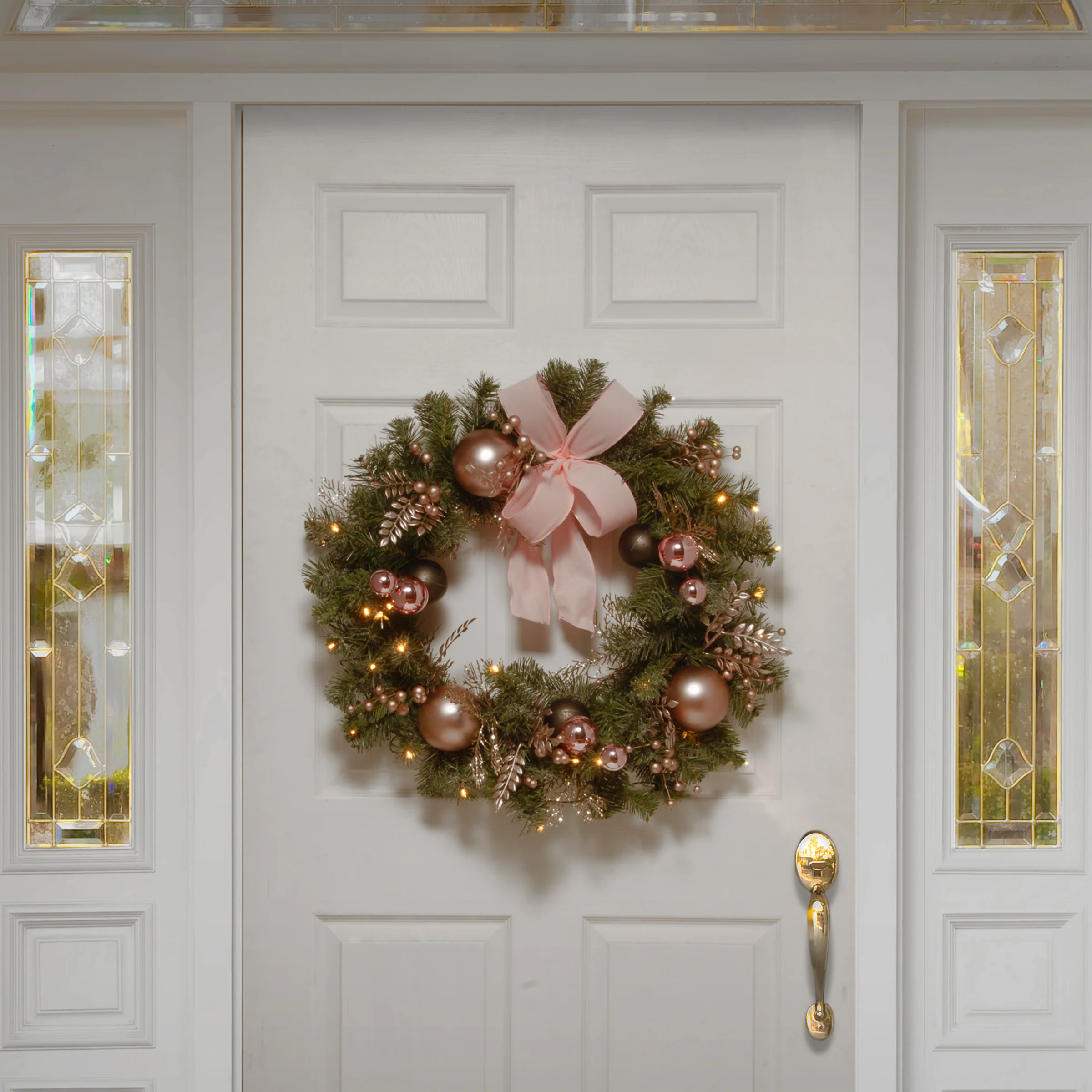 28 in. Pre-Lit Decorated Pine Wreath with LED Light - Image 2