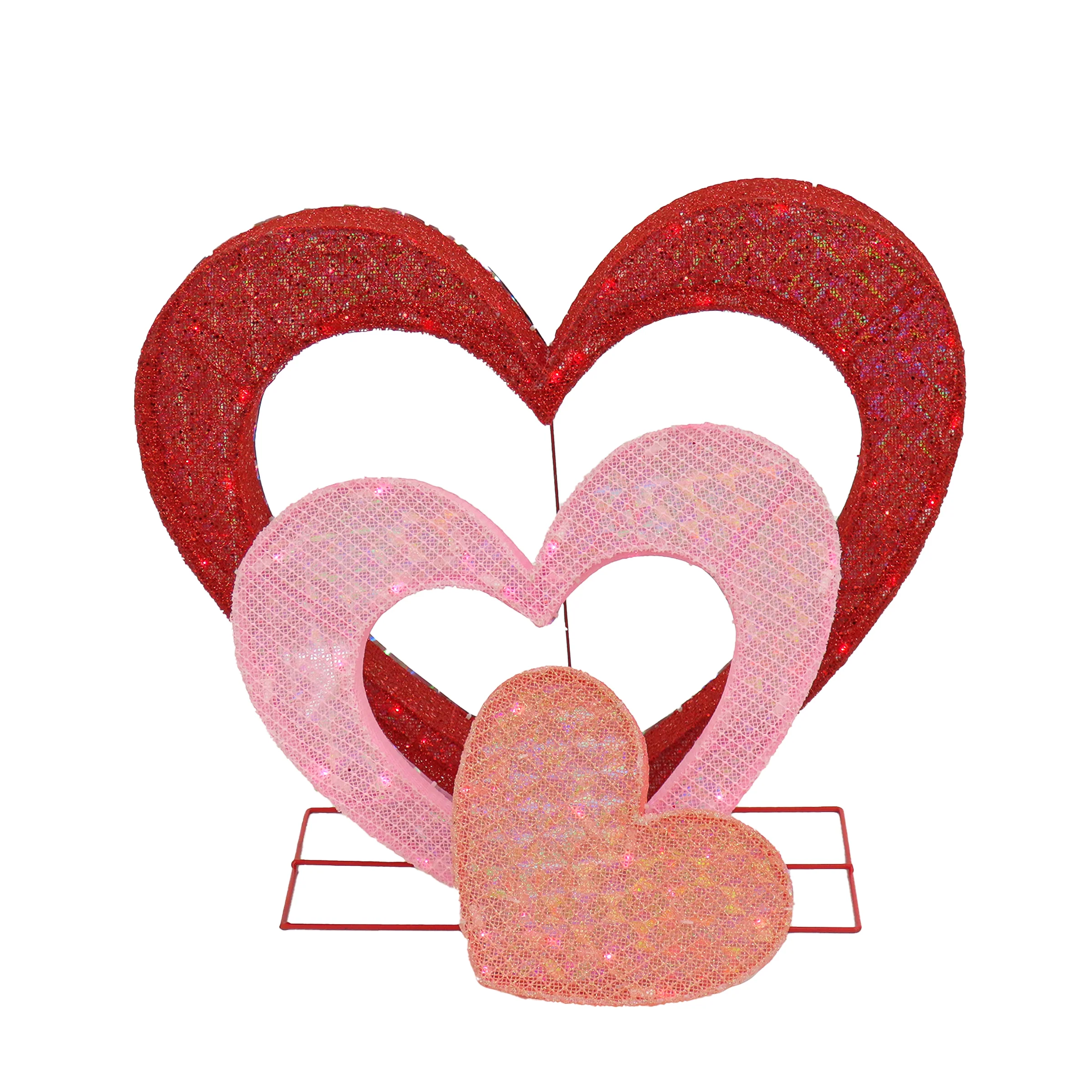 28 in. Valentine's Glitter Mesh Heart Decoration - Image 3