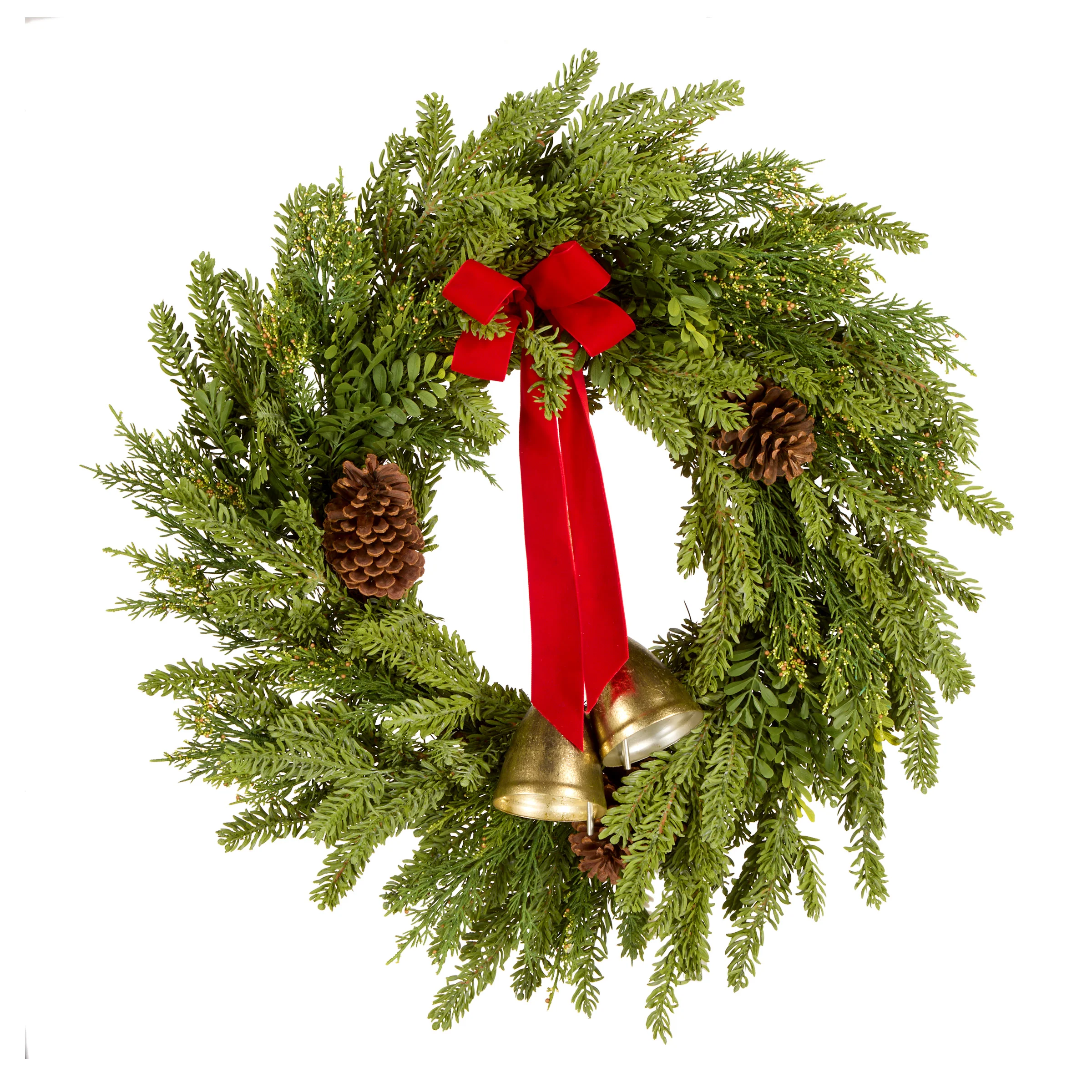 28 in. Christmas Bells Pine Wreath - Image 5