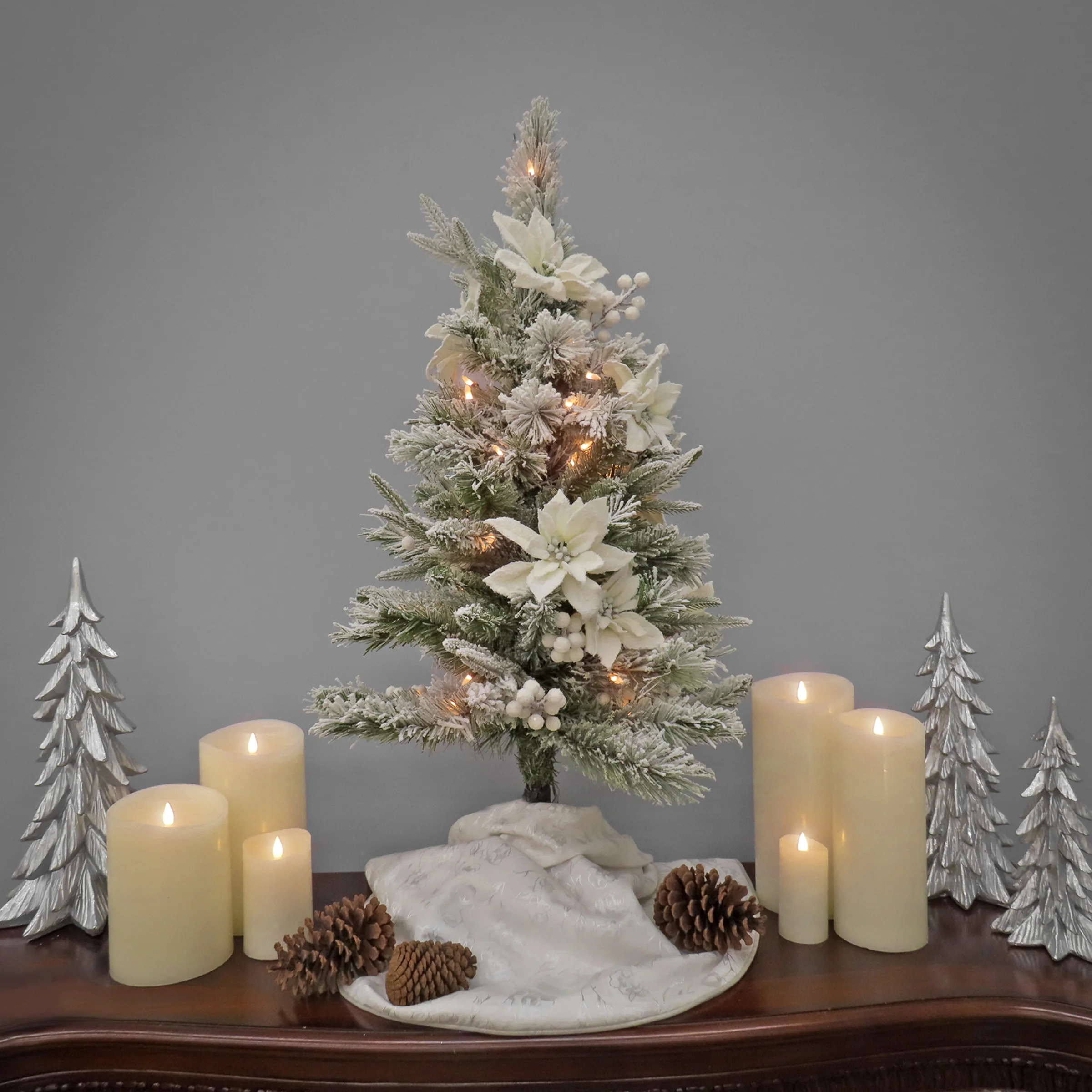 3 ft. Pre-Lit Frosted Colonial Slim Tree with Clear Lights, Plug-In - Image 2