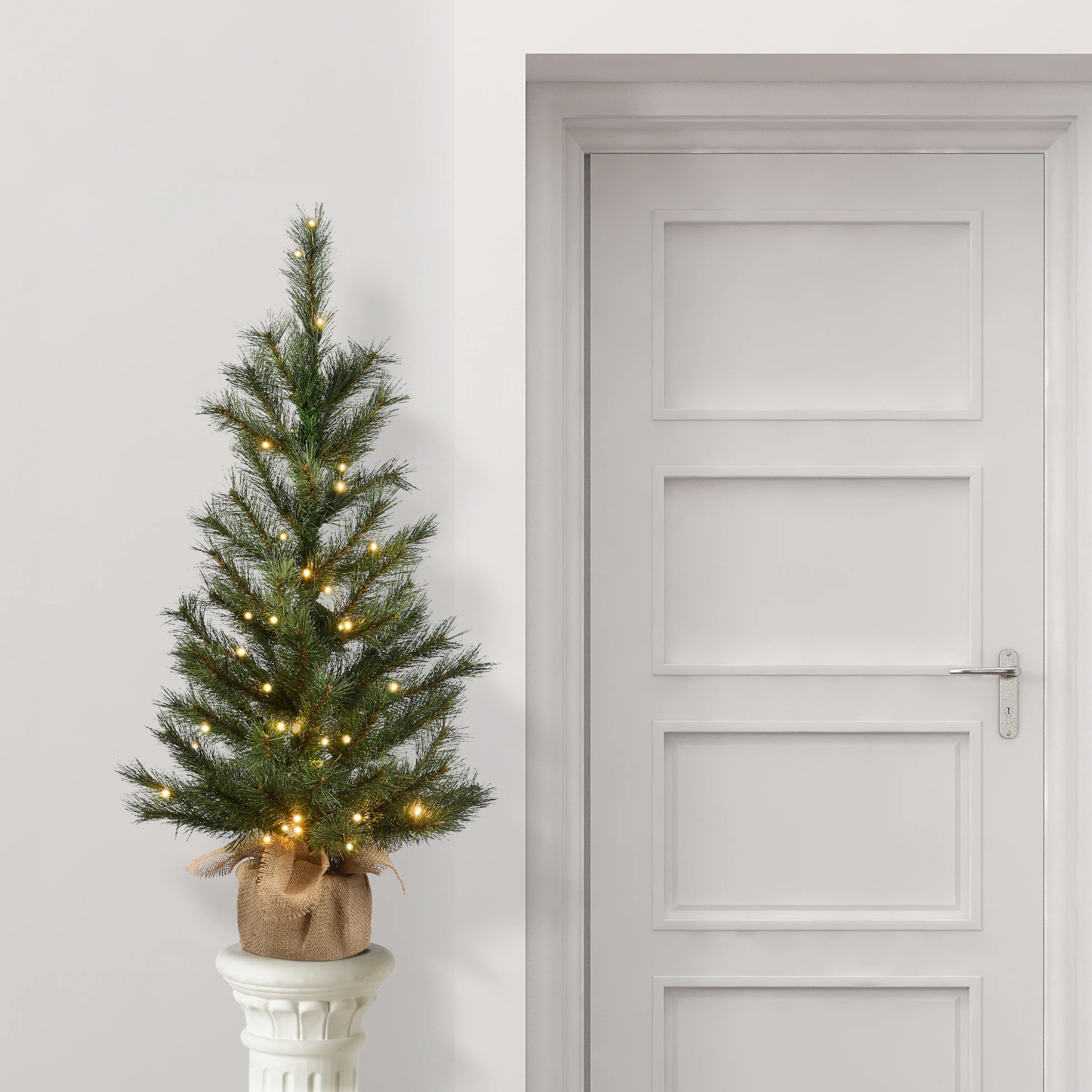 3 ft. Pre-Lit Frosted Ontario Pine Tree with White LED Lights - Image 2