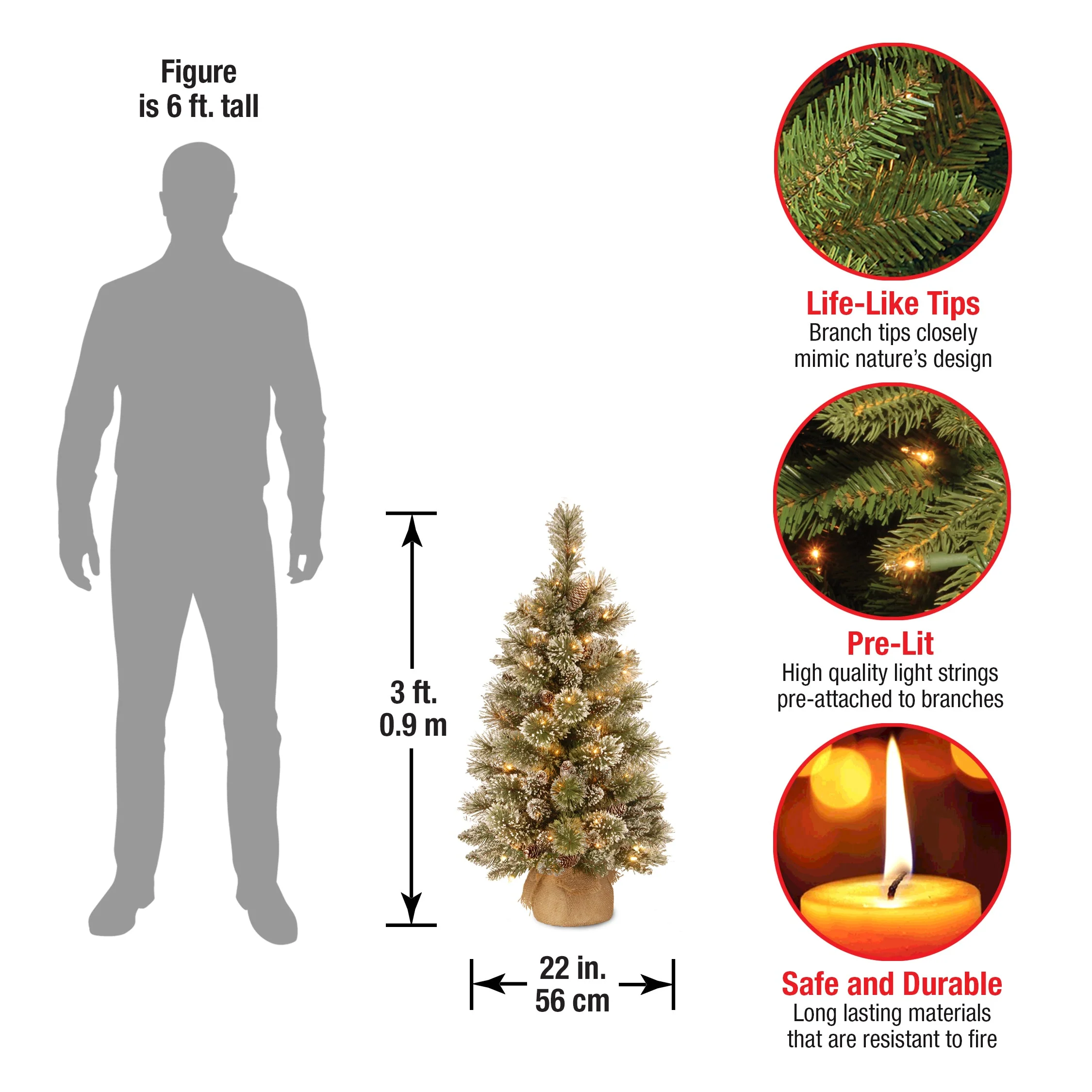 3 ft. Pre-Lit Glittery Bristle Tree with LED Lights - Image 4