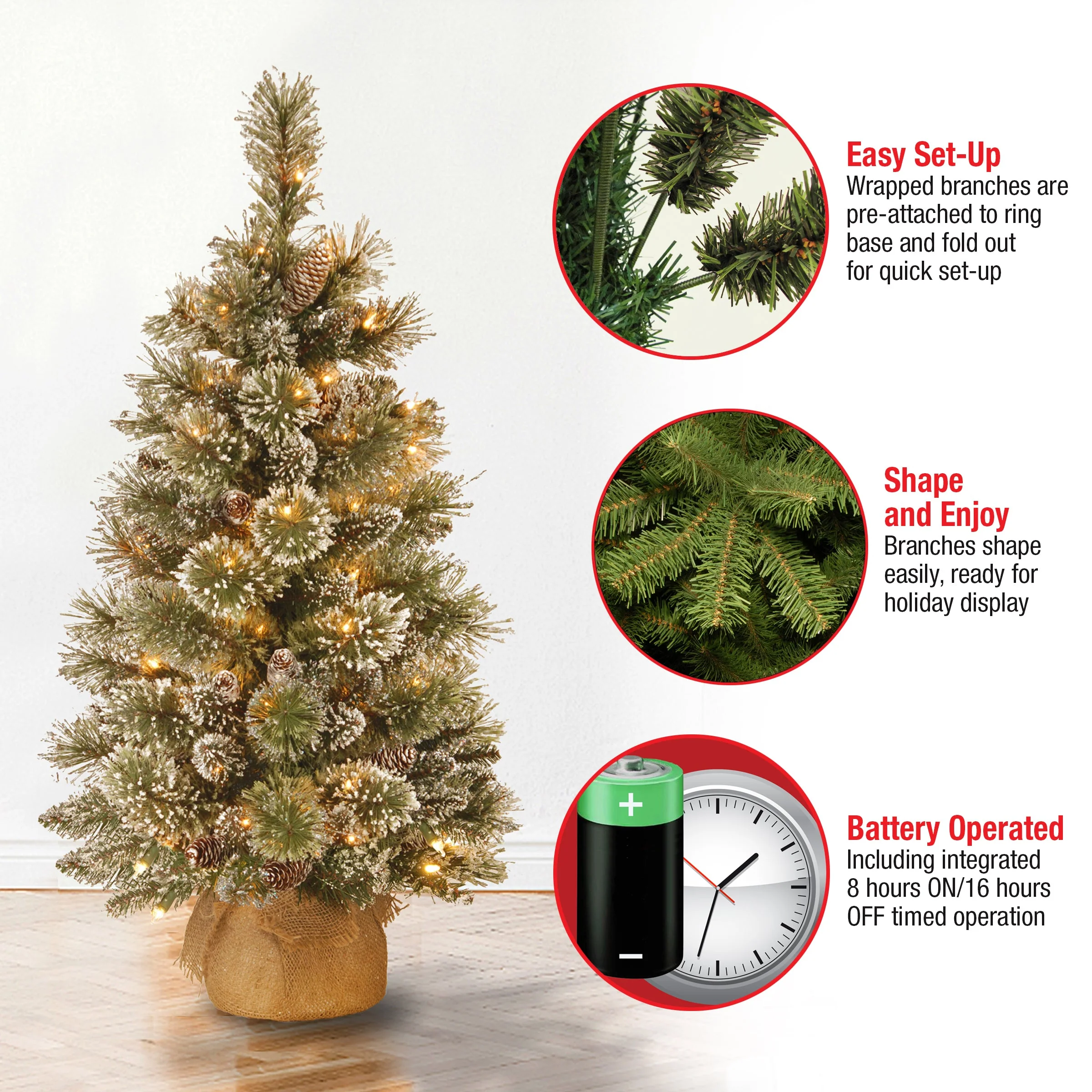 3 ft. Pre-Lit Glittery Bristle Tree with LED Lights - Image 5