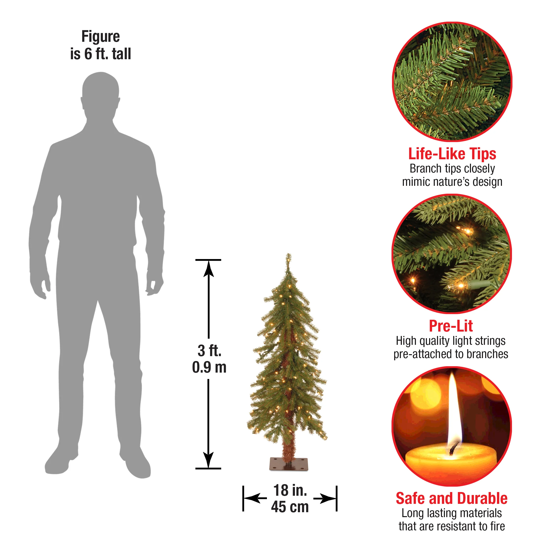 3 ft. Pre-Lit Hickory Cedar Tree with Clear Lights, Plug-In - Image 4