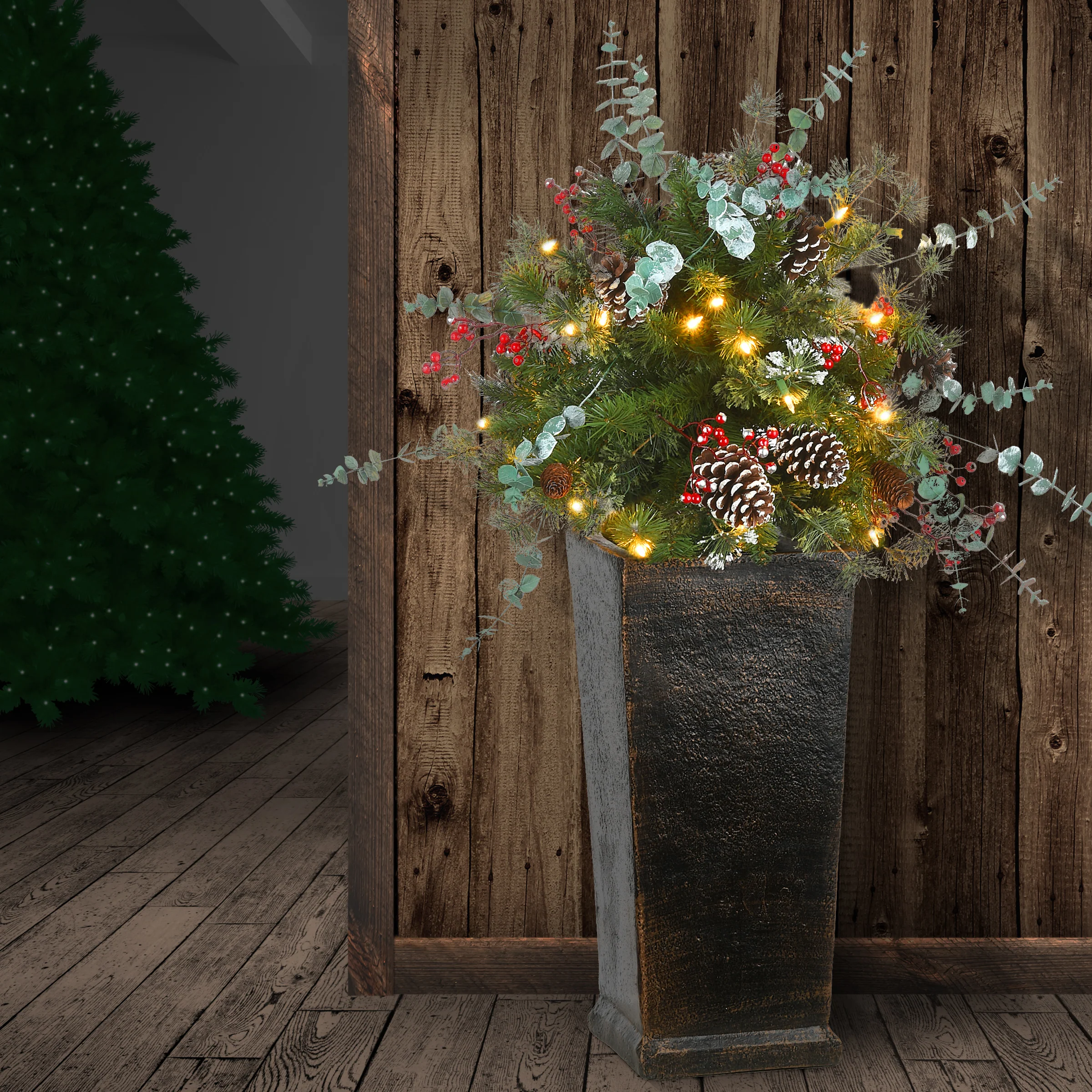 3 ft. Pre-Lit Meadow Basin Tree with LED Lights - Image 2