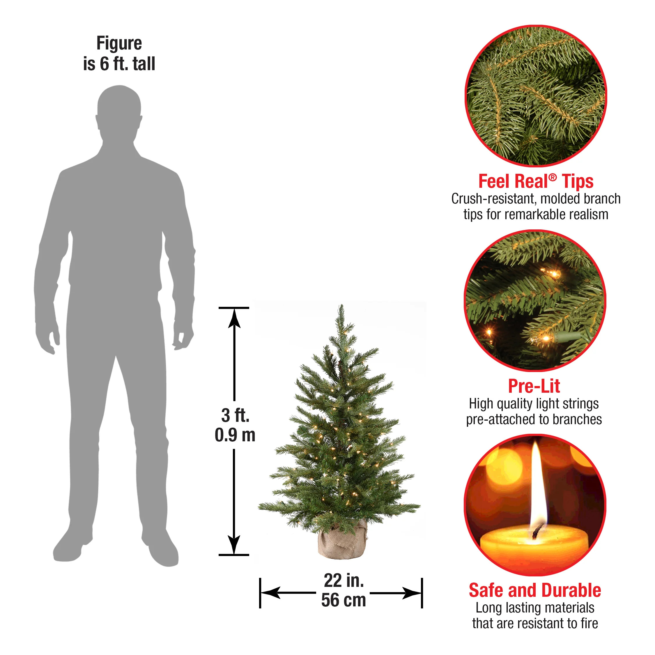 3 ft. Pre-Lit Nordic Spruce Tree with Clear Lights, Plug-In - Image 8