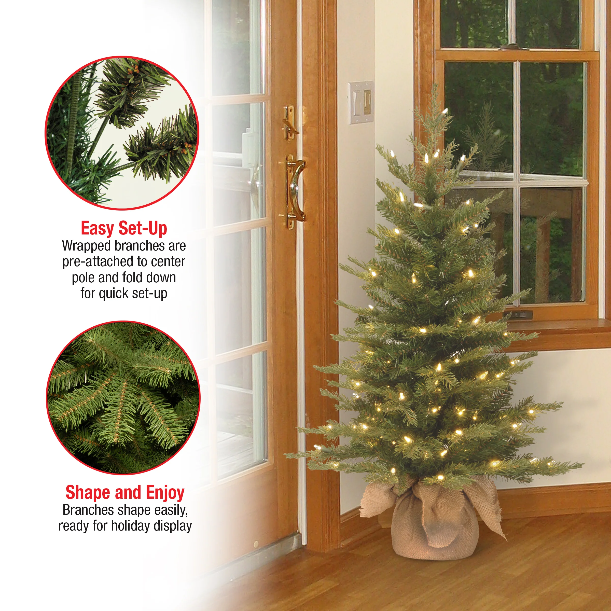 3 ft. Pre-Lit Nordic Spruce Tree with Clear Lights, Plug-In - Image 9