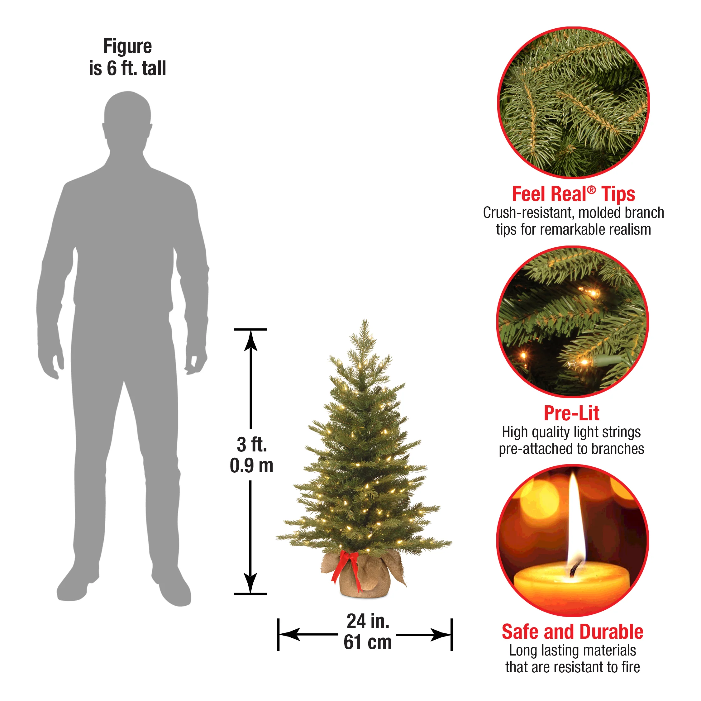 3 ft. Pre-Lit Nordic Spruce Tree with LED Lights - Image 4