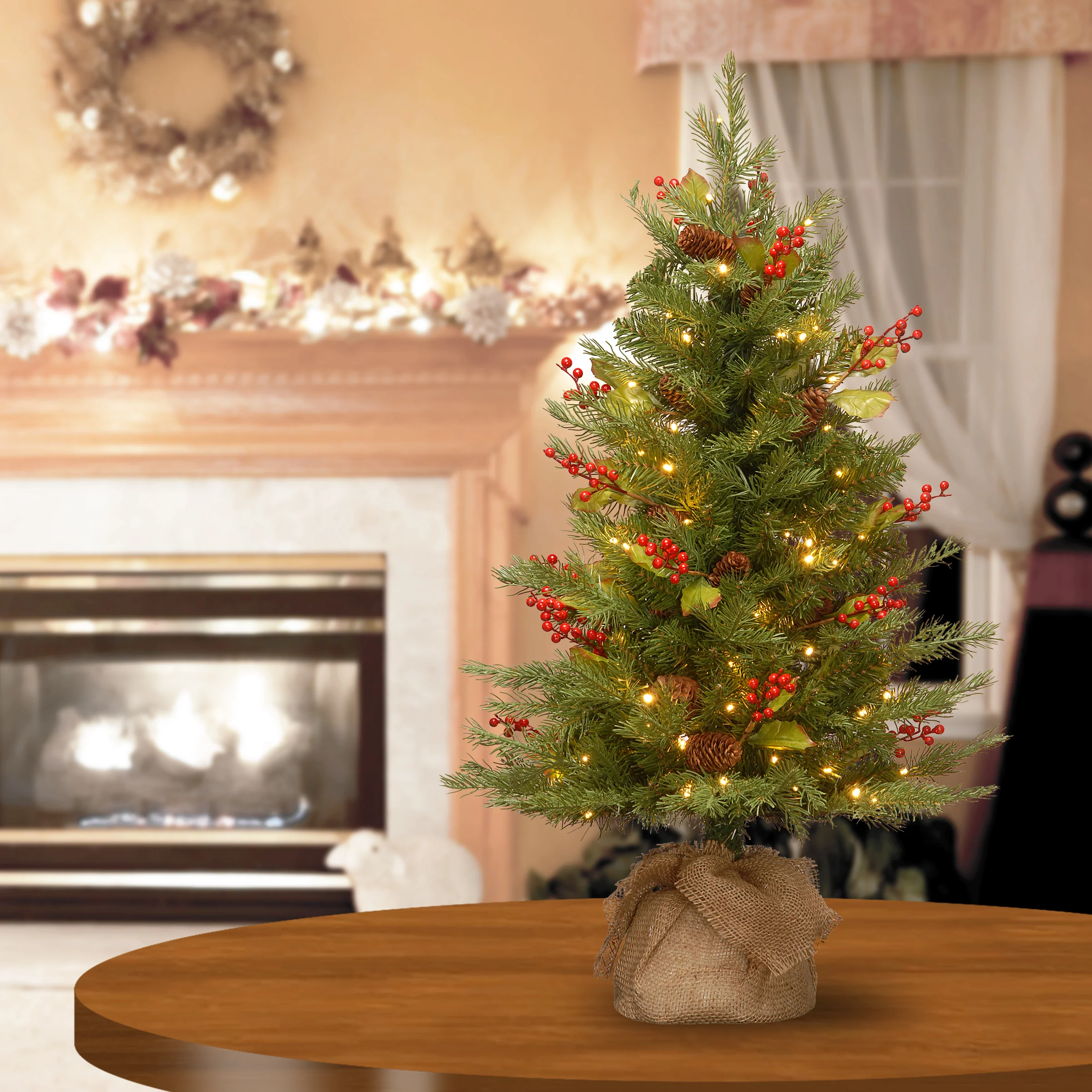 3 ft. Pre-Lit Nordic Spruce Tree with Warm White LED Lights - Image 2
