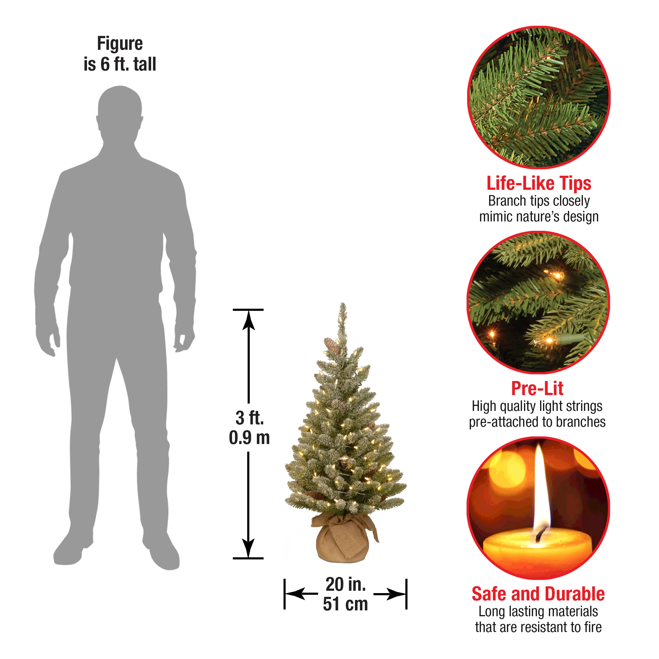 3 ft. Pre-Lit Snowy Concolor Fir Tree with LED Lights - Image 3
