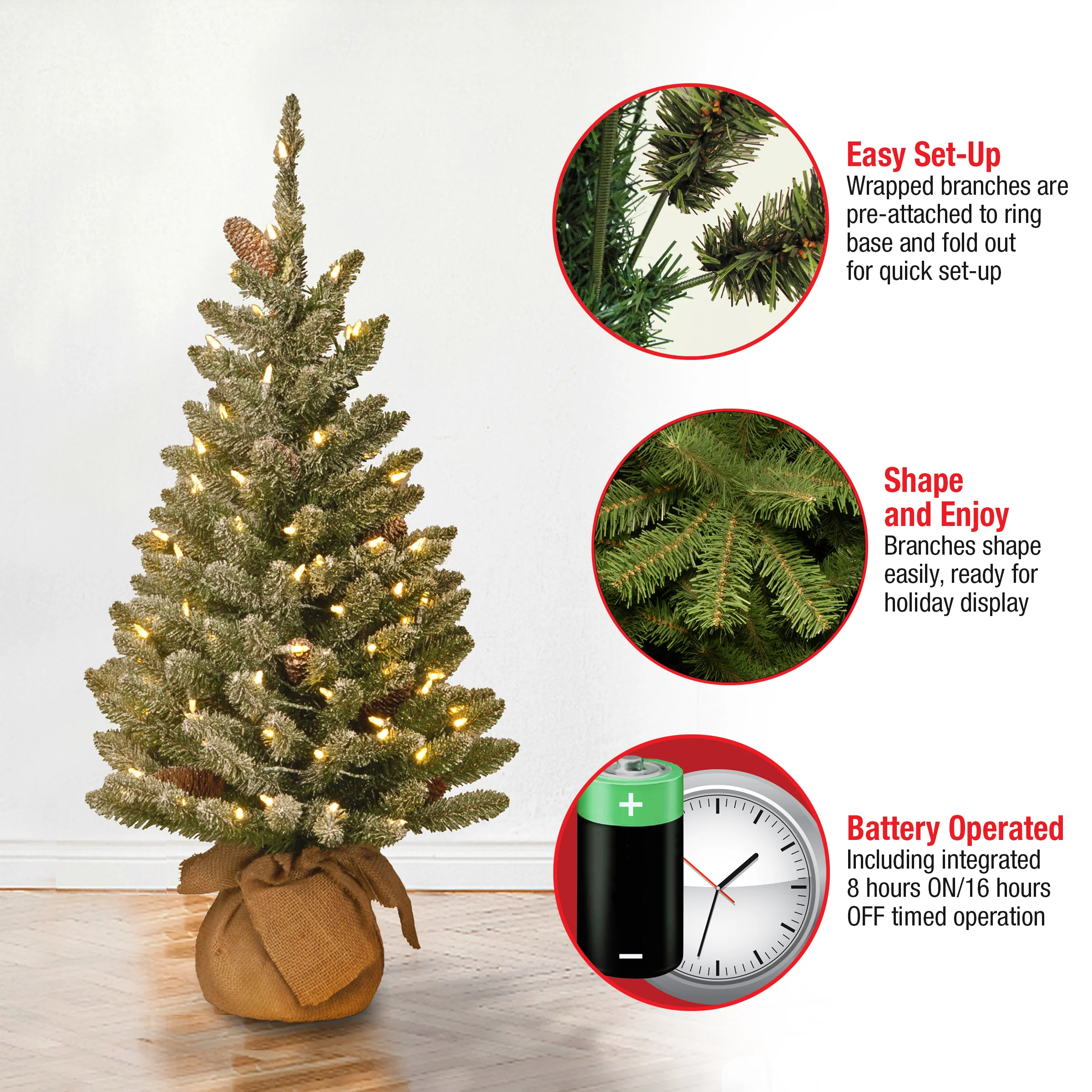 3 ft. Pre-Lit Snowy Concolor Fir Tree with LED Lights - Image 4