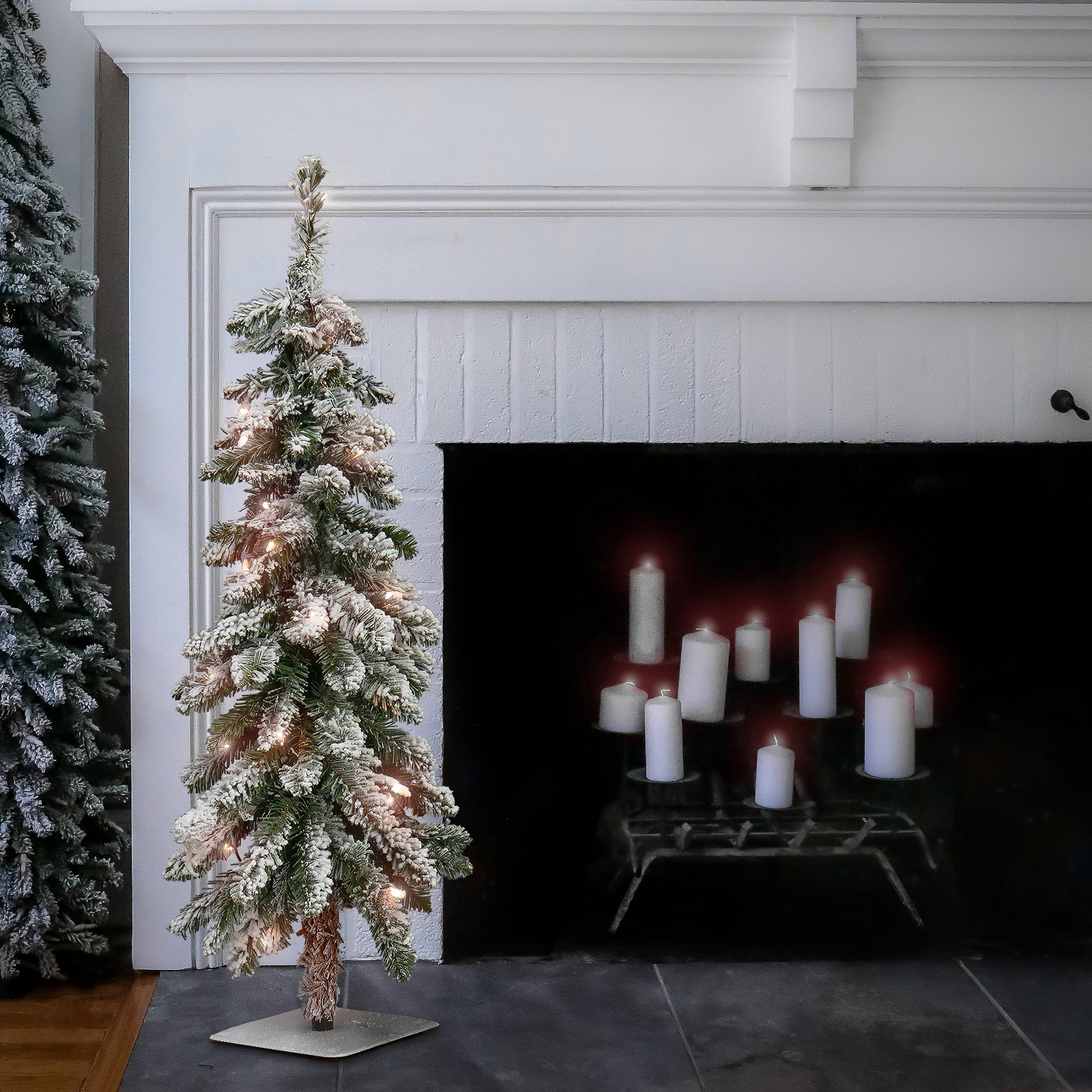 3 ft. Pre-Lit Snowy Downswept Forestree Tree with Clear Lights - Image 2