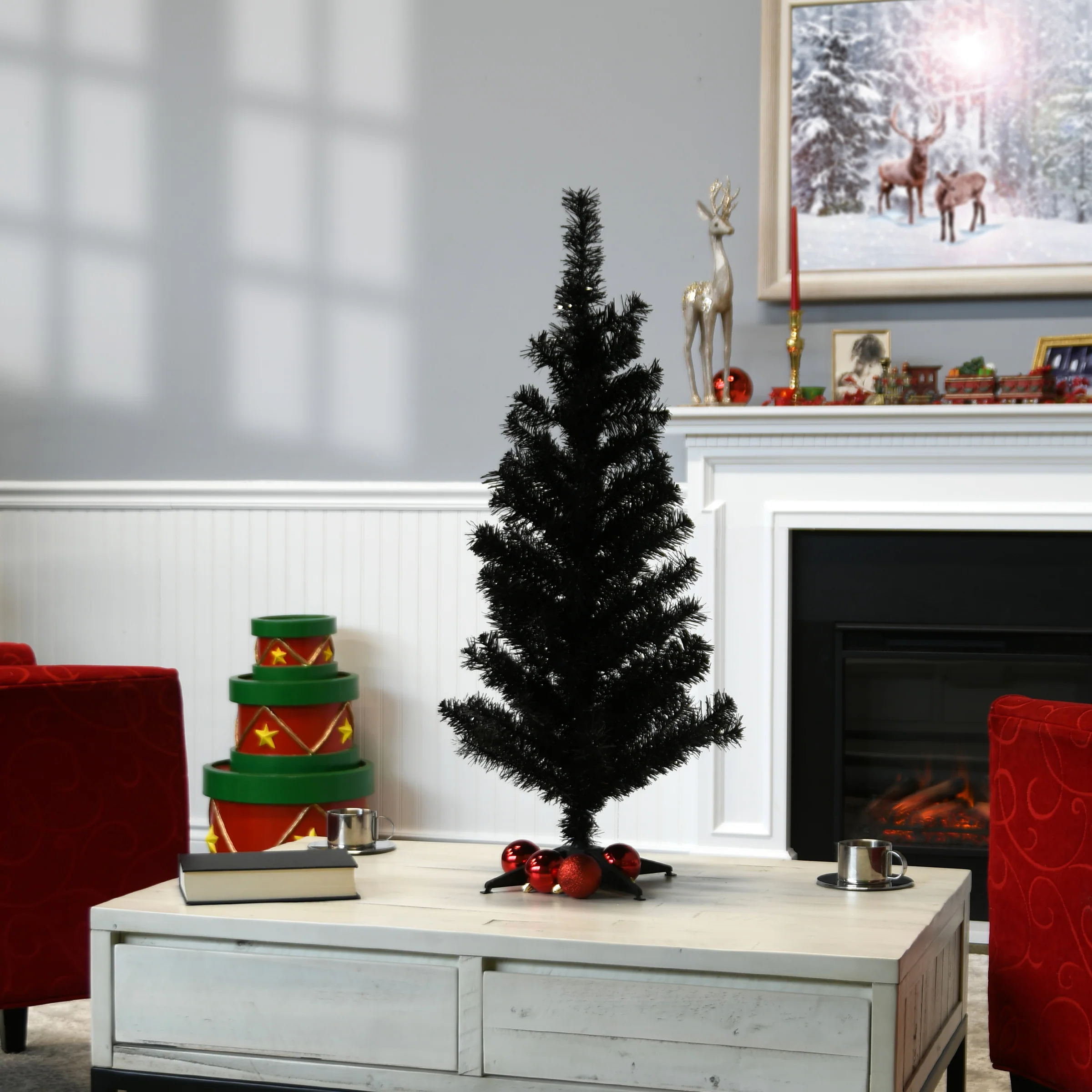 3 ft. Tinsel Collection Black Tree - Image 2
