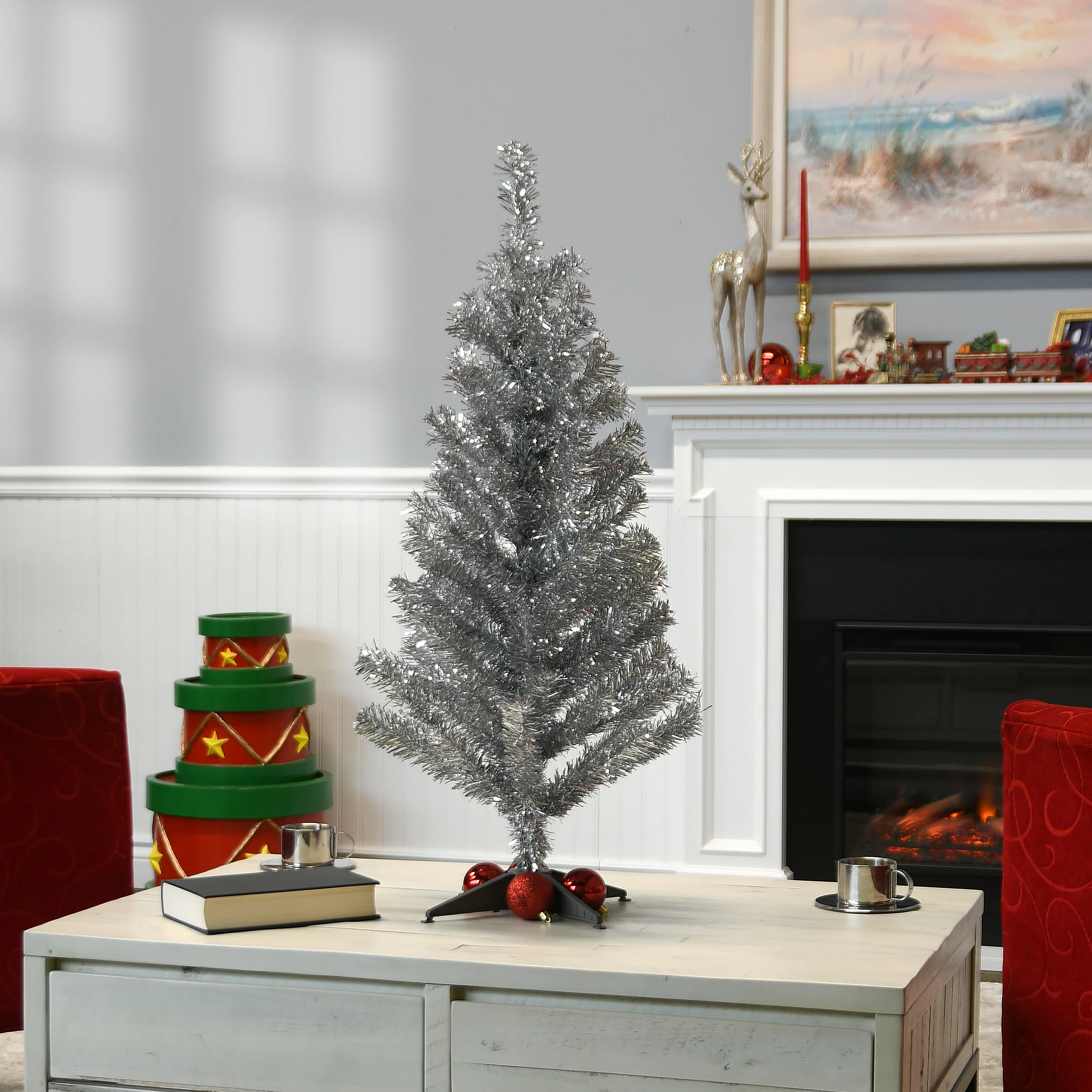 3 ft. Tinsel Collection Silver Tree - Image 2