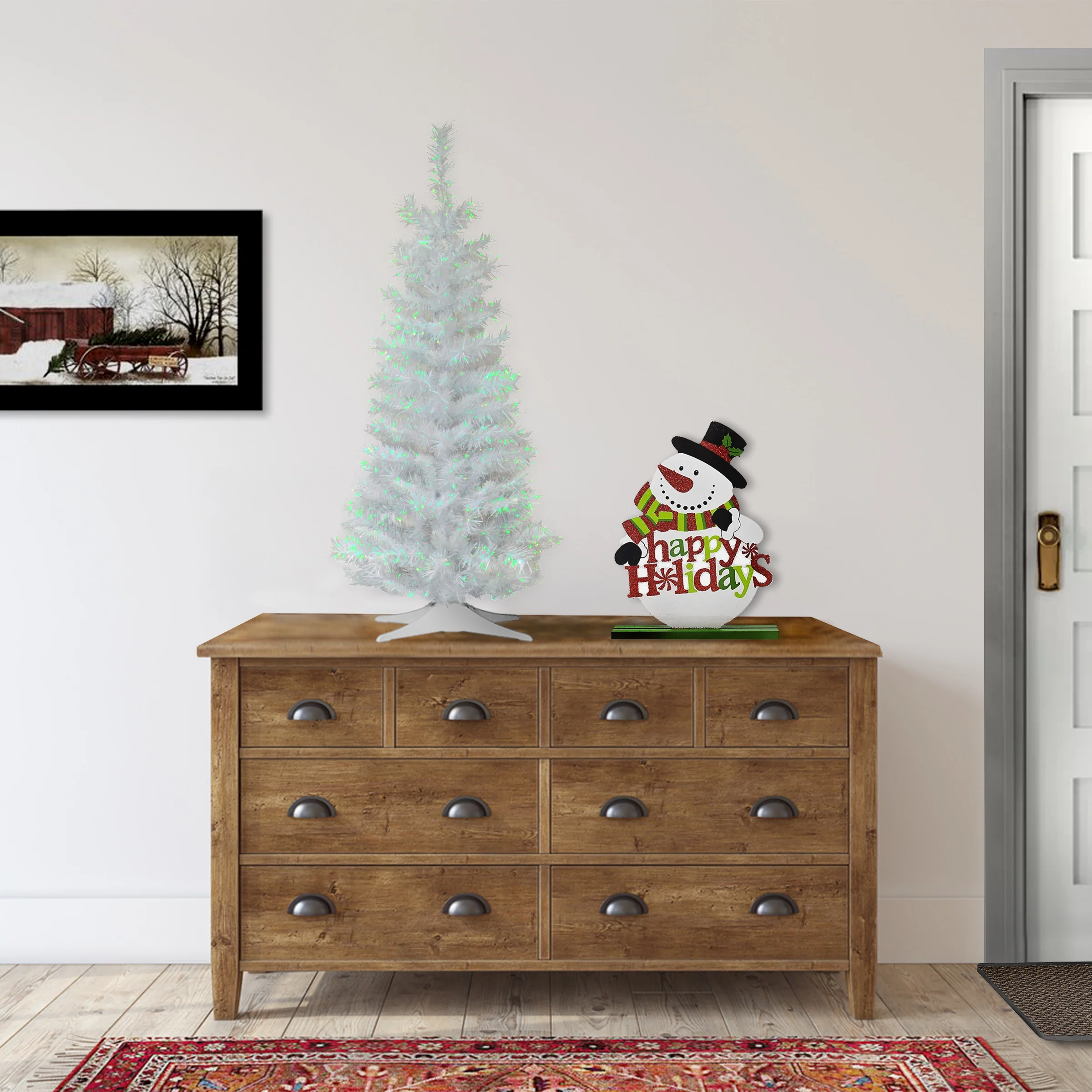 3 ft. Tinsel Collection White Iridescent Tree - Image 3