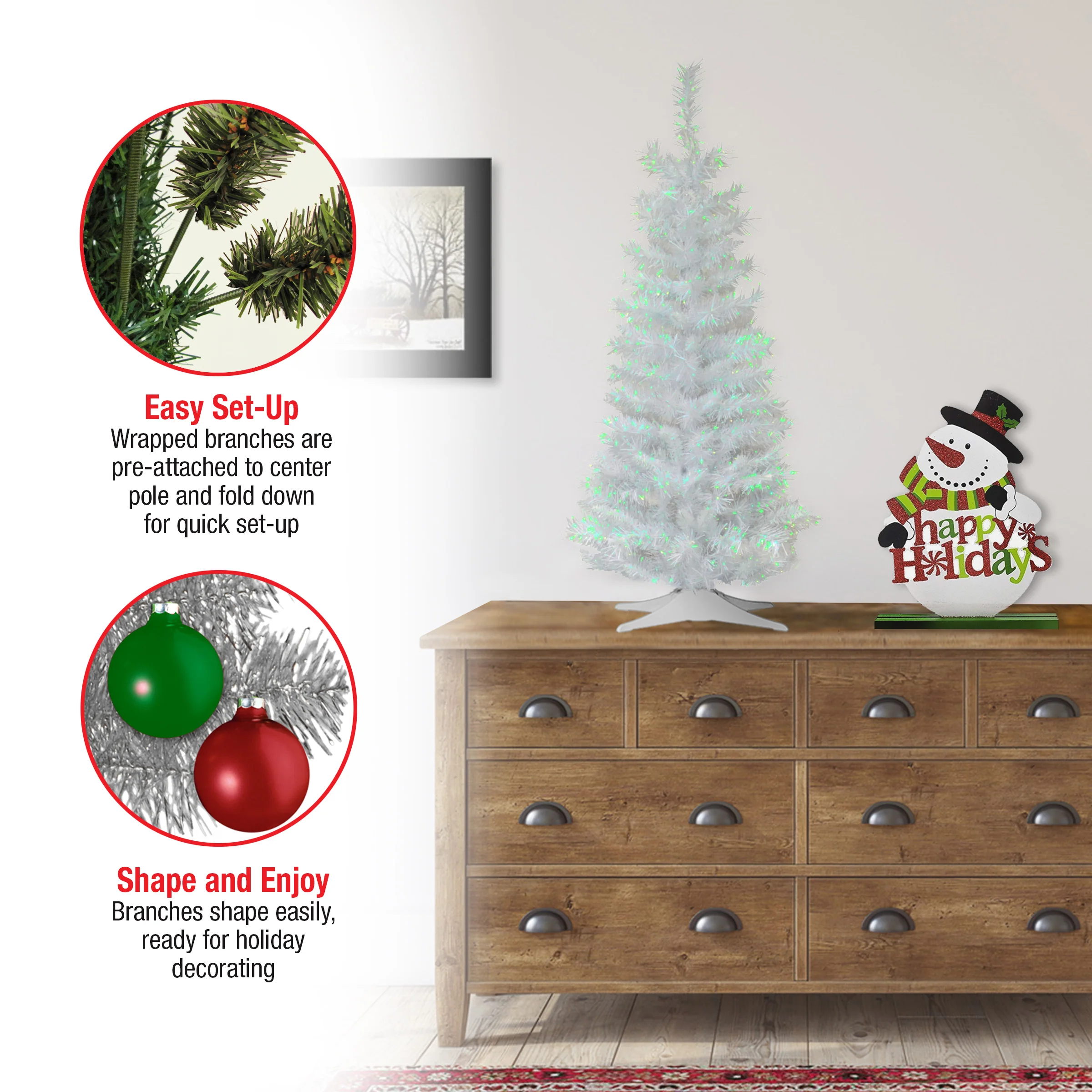 3 ft. Tinsel Collection White Iridescent Tree - Image 4