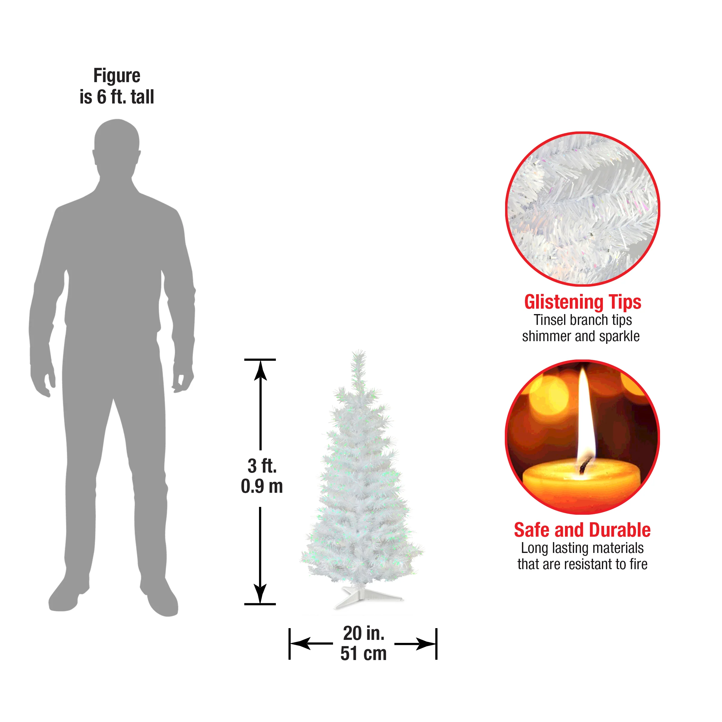 3 ft. Tinsel Collection White Iridescent Tree - Image 5