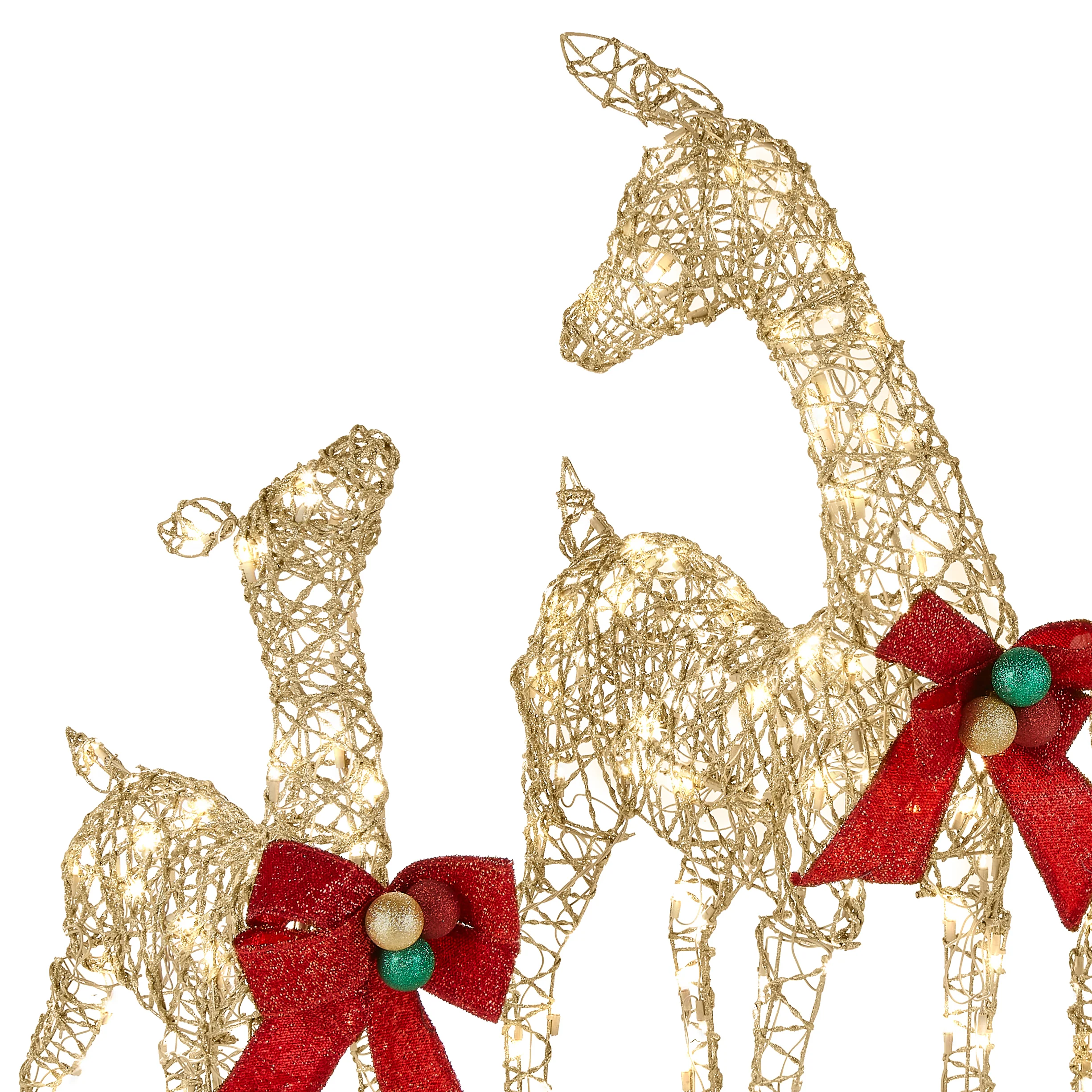 60 in., 52 in. and 36 in. Champagne Glitter Deer Family with 370 Warm White LED Lights, Plug-In - Image 3