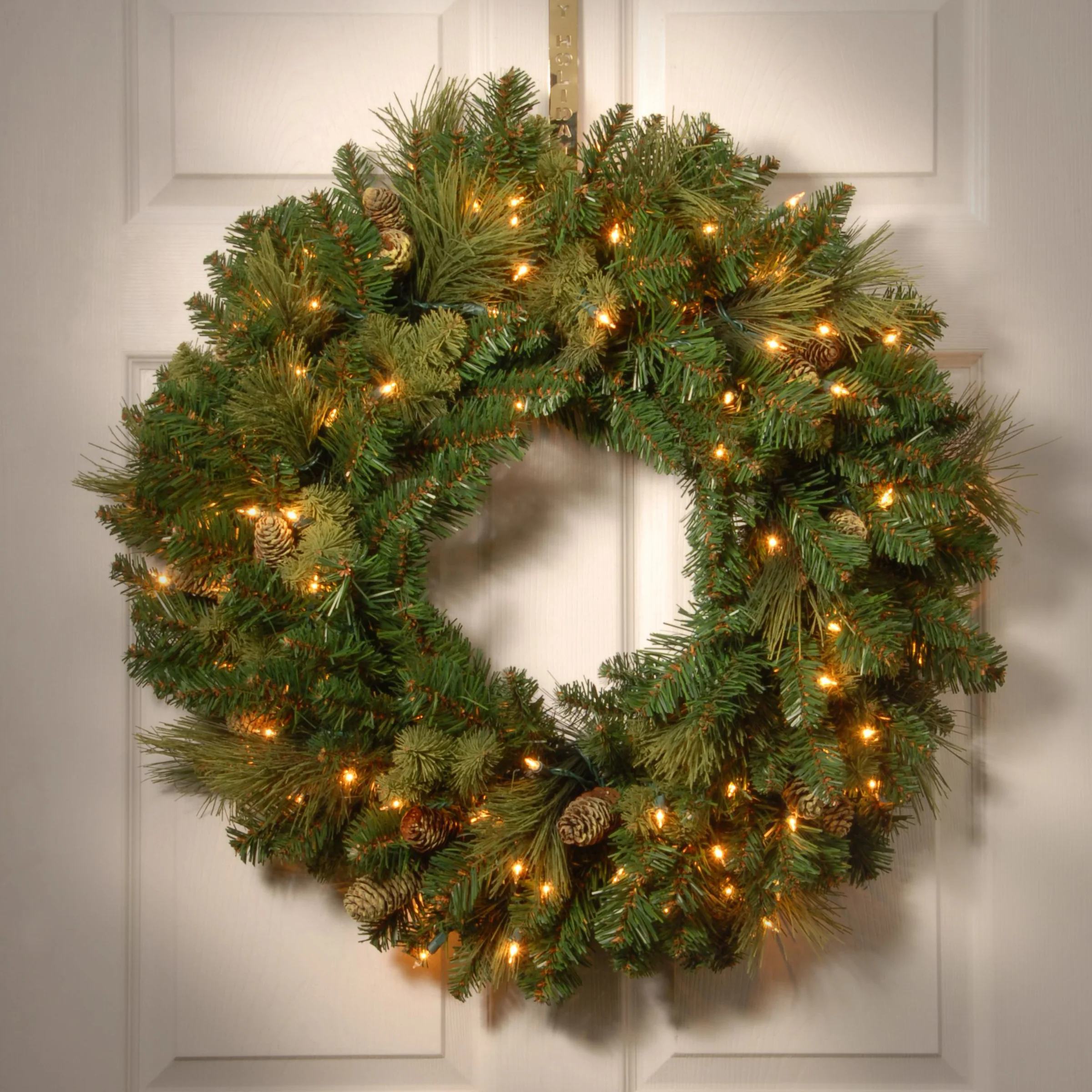 30 in. Pre-Lit Carolina Pine Wreath with Clear Lights - Image 2