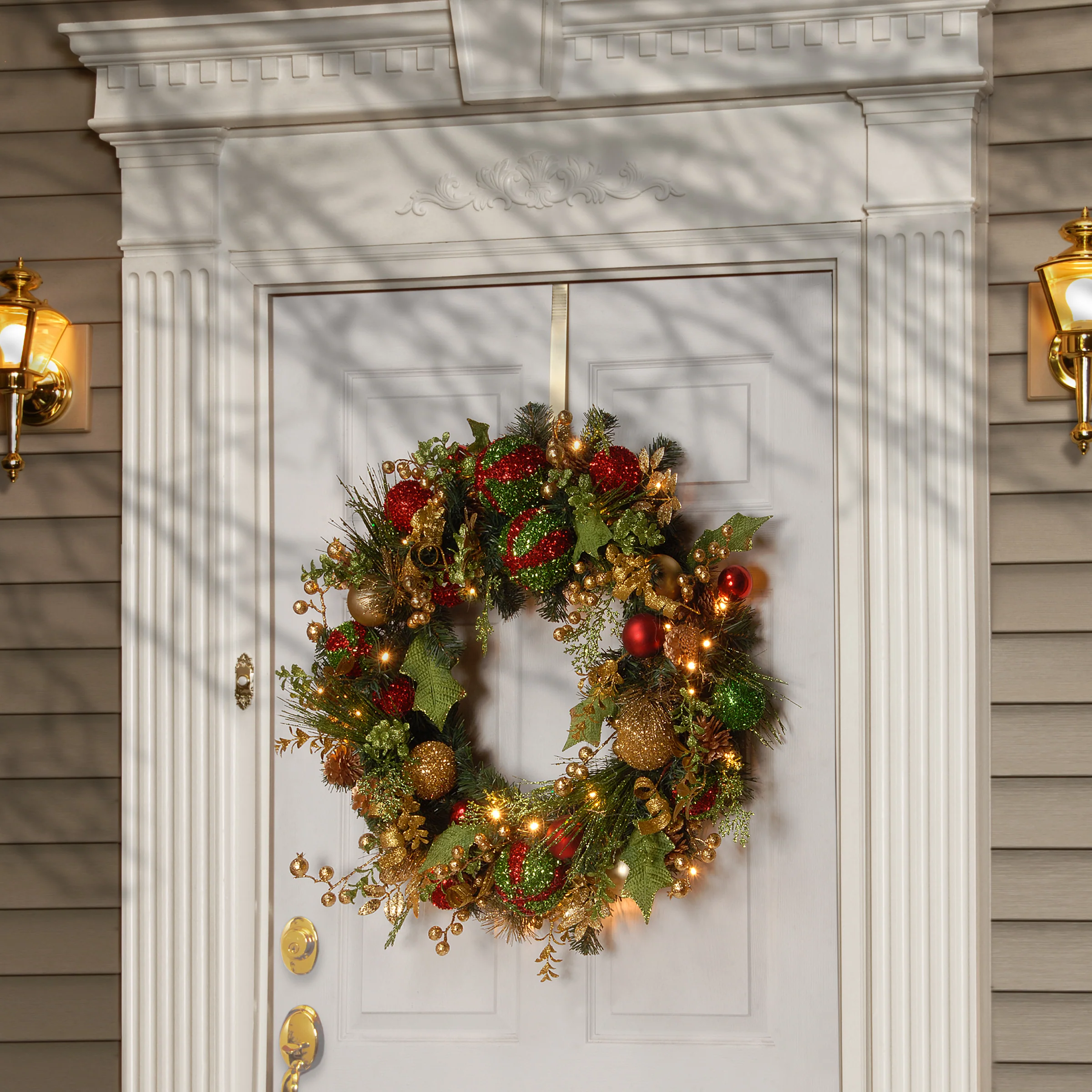 30 in. Pre-Lit Decorated Wreath with LED Lights - Image 2