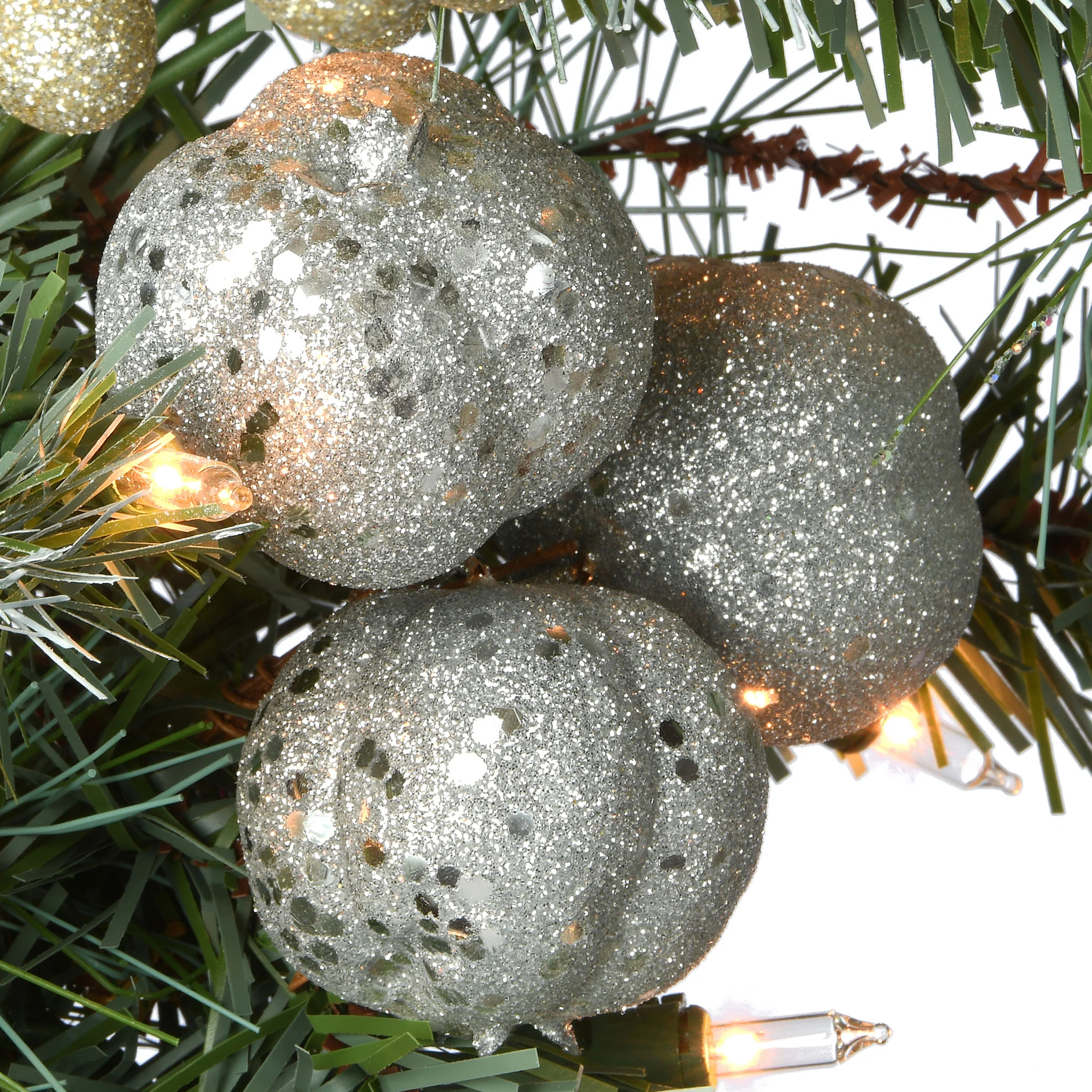 30 in. Pre-Lit Glittery Pomegranate Pine Wreath with LED Lights - Image 3
