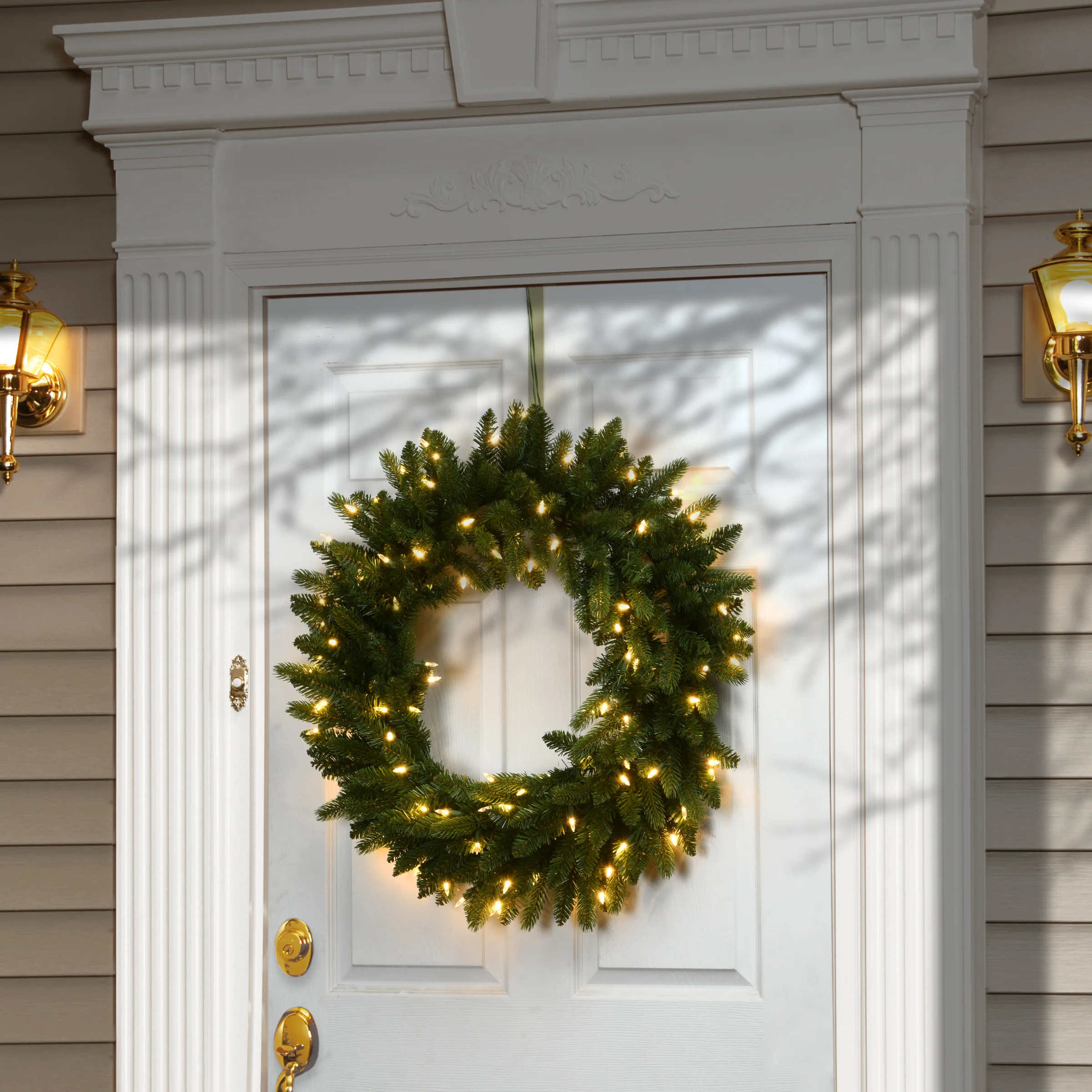 30 in. Pre-Lit Grande Fir Wreath with Warm White LED Lights - Image 2