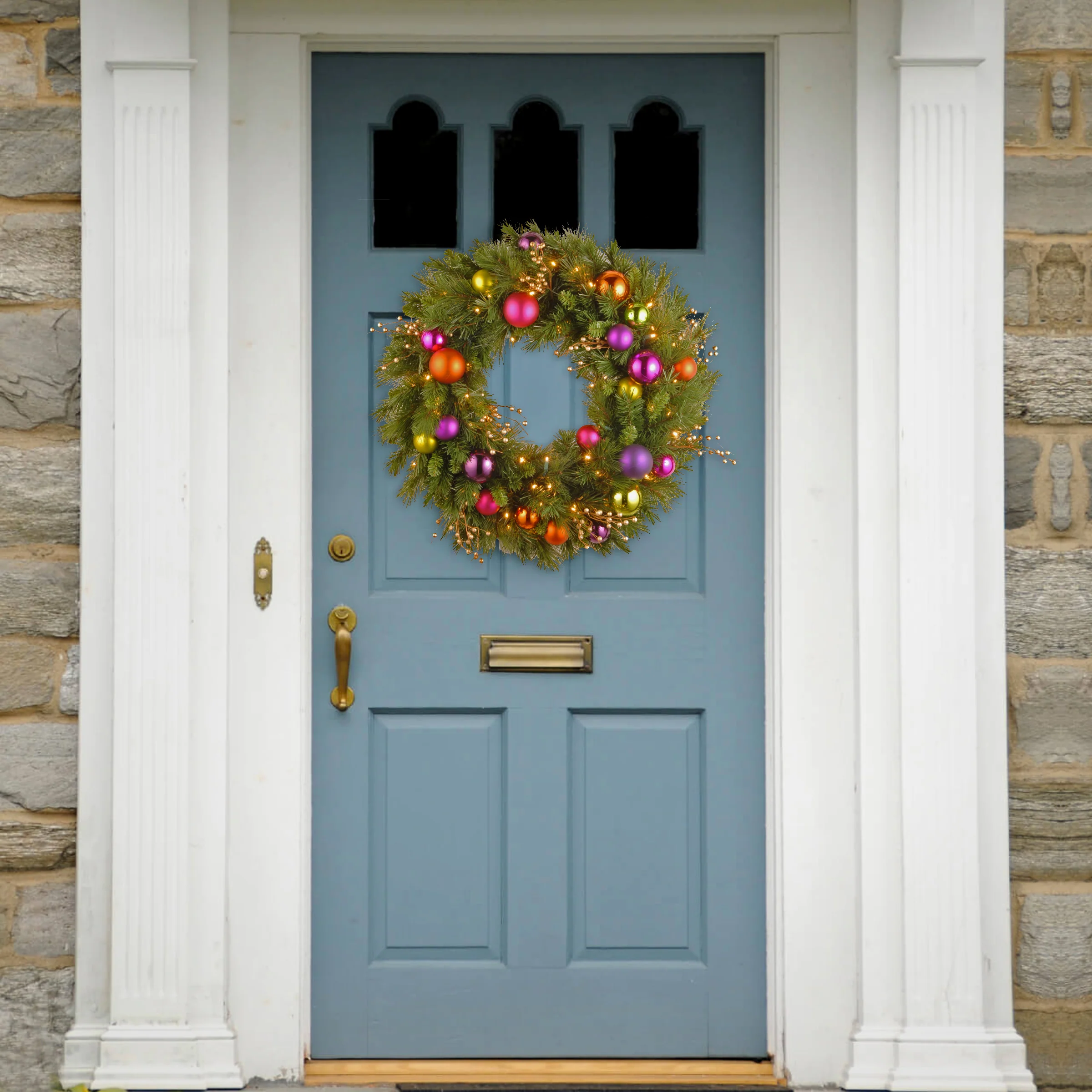30 in. Pre-Lit Kaleidoscope Wreath with Warm White LED Lights - Image 2