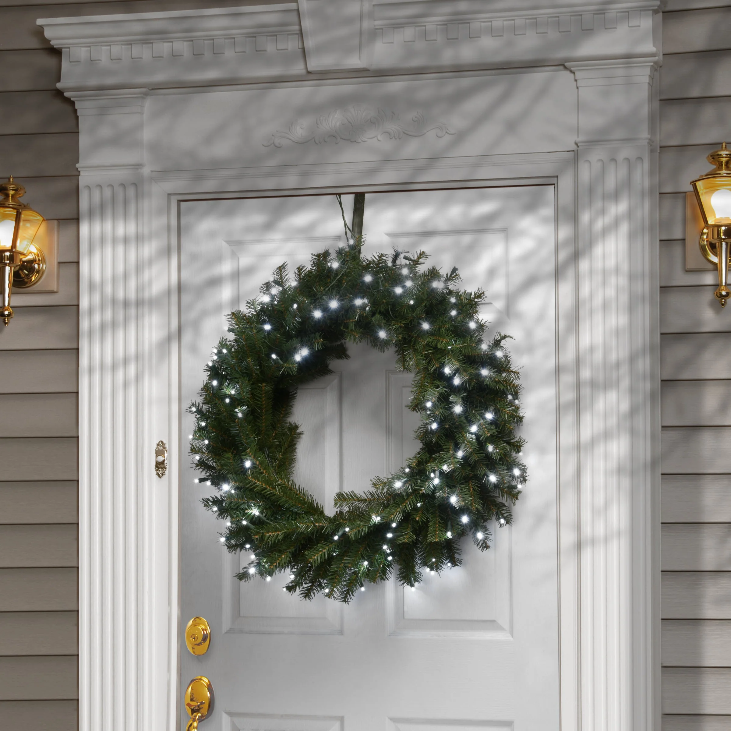 30 in. Pre-Lit Memory-Shape Norwood Fir Wreath with Warm White LED Lights, Plug-In - Image 4