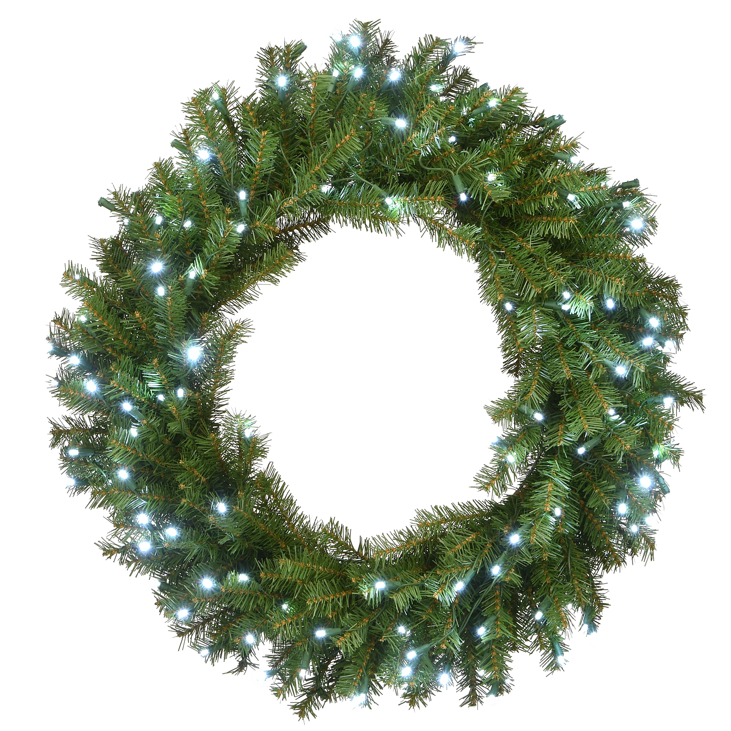 30 in. Pre-Lit Memory-Shape Norwood Fir Wreath with Warm White LED Lights, Plug-In - Image 5